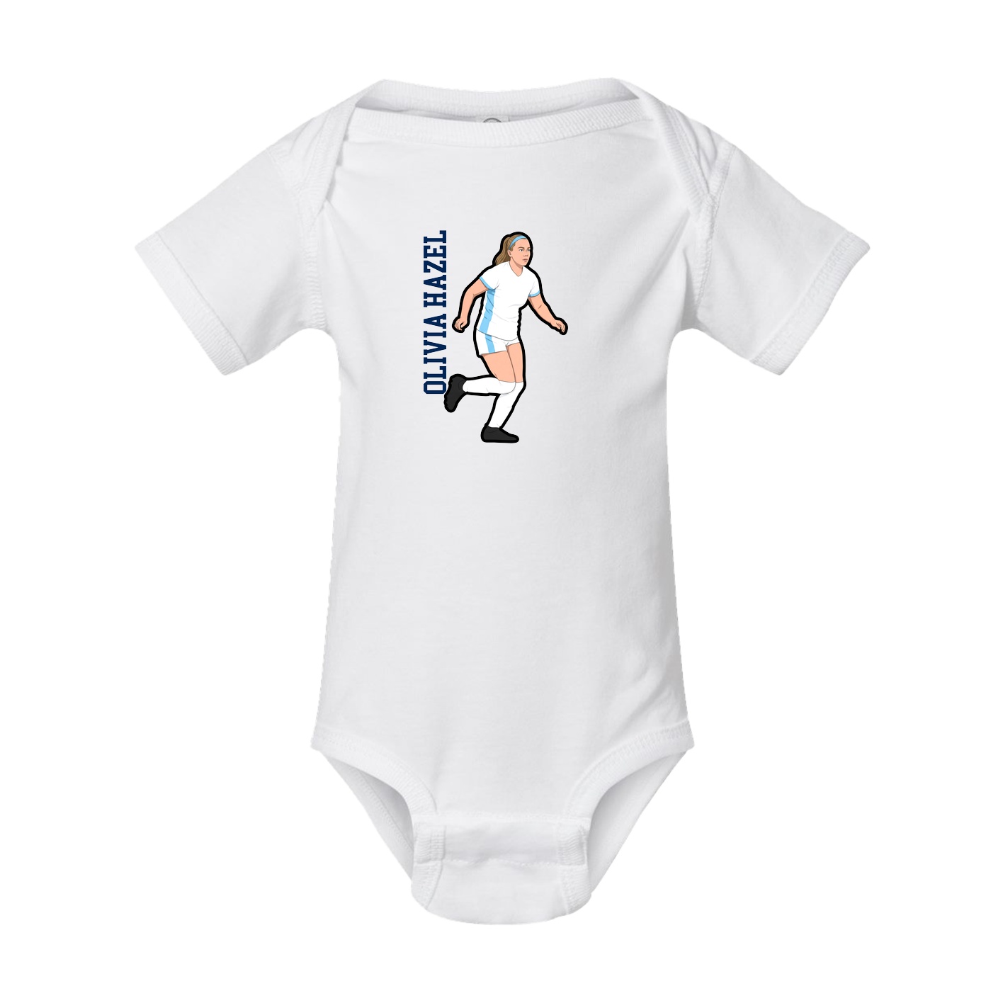 Baby Onesie — Name Vertical in White