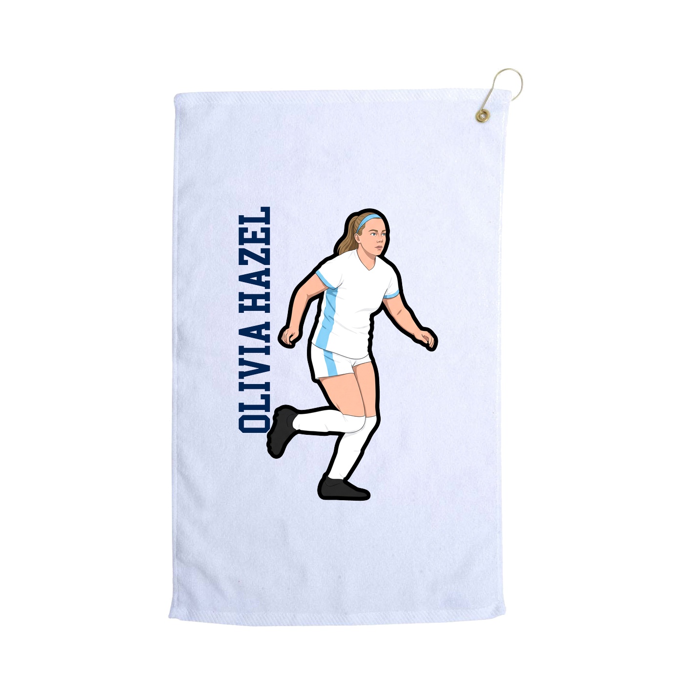 Golf Towel — Name Vertical in White