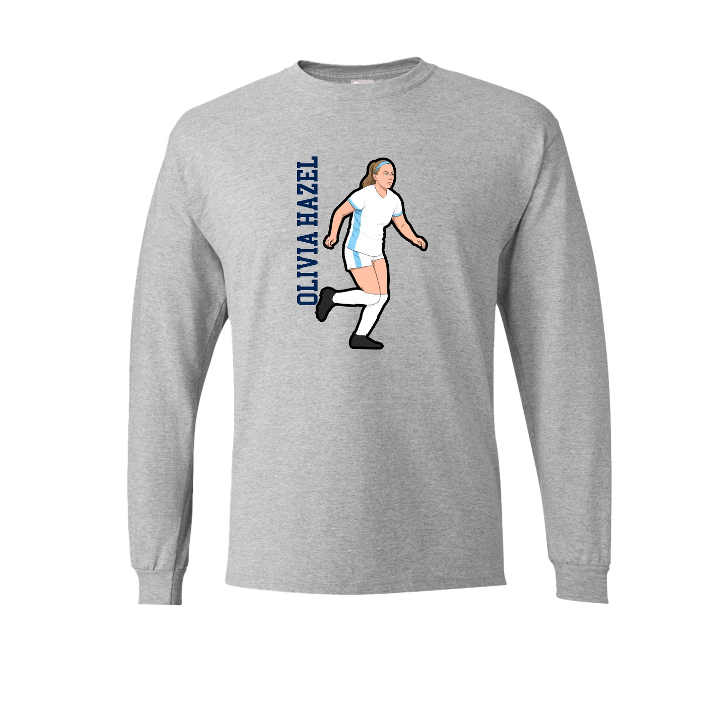 Long Sleeve Tee — Name Vertical in Grey