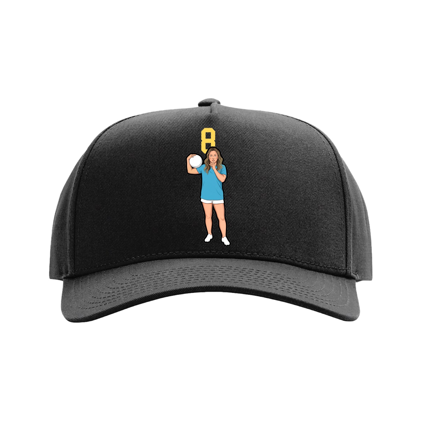 Full Fabric Five-Panel Champ Cap — Number Top in Black