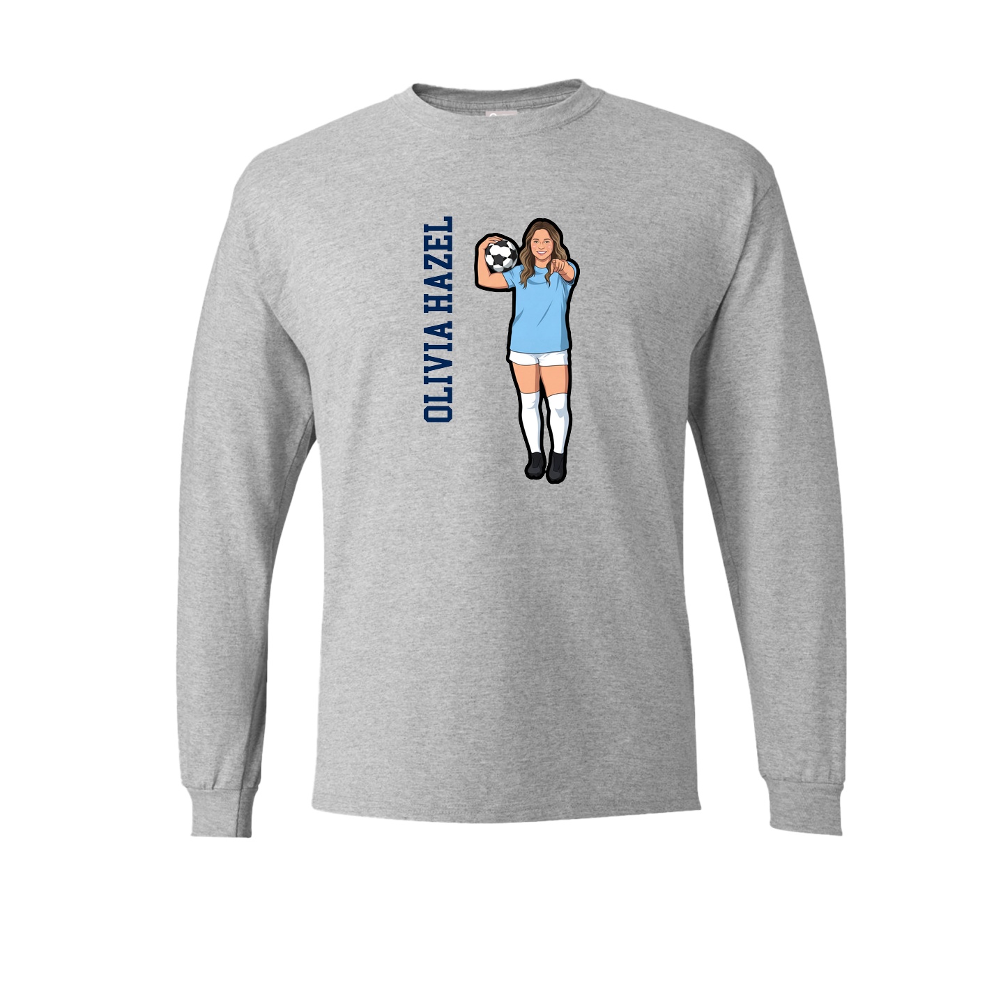 Long Sleeve Tee — Name Vertical in Grey