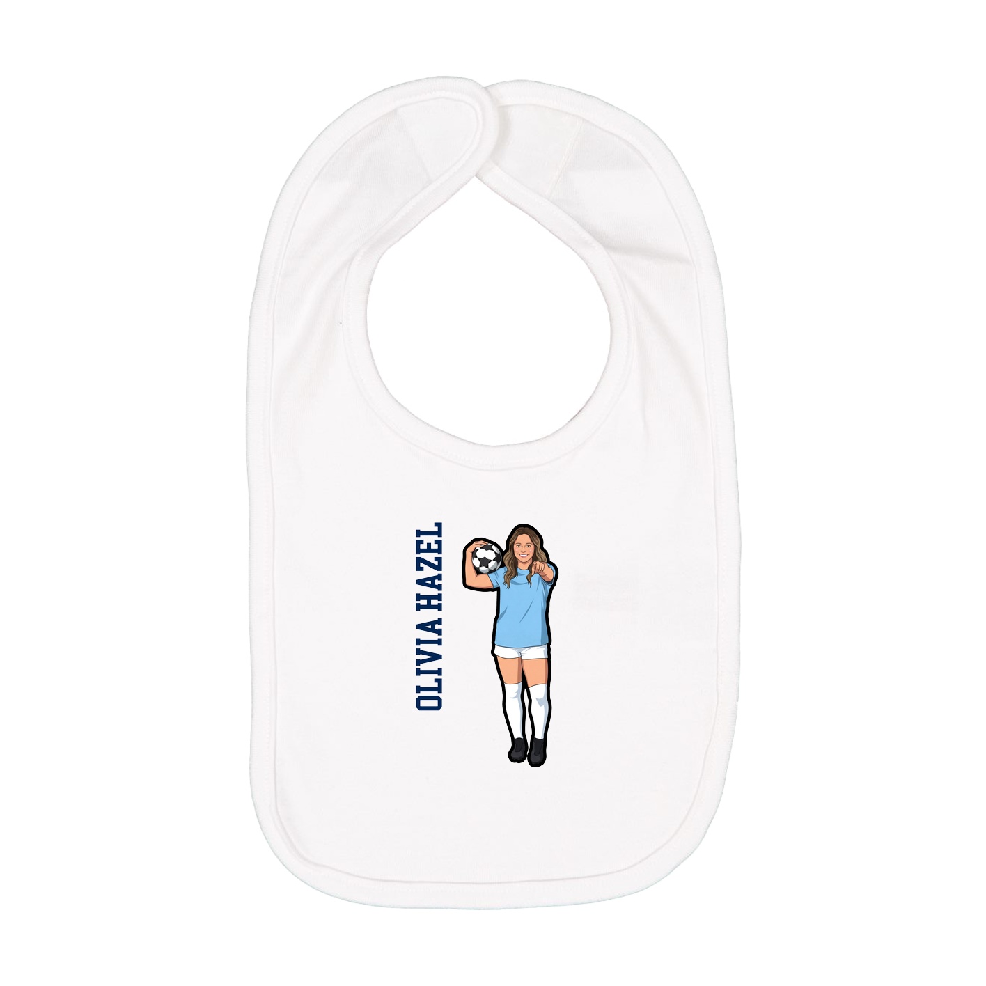 Infant Bib — Name Vertical in White