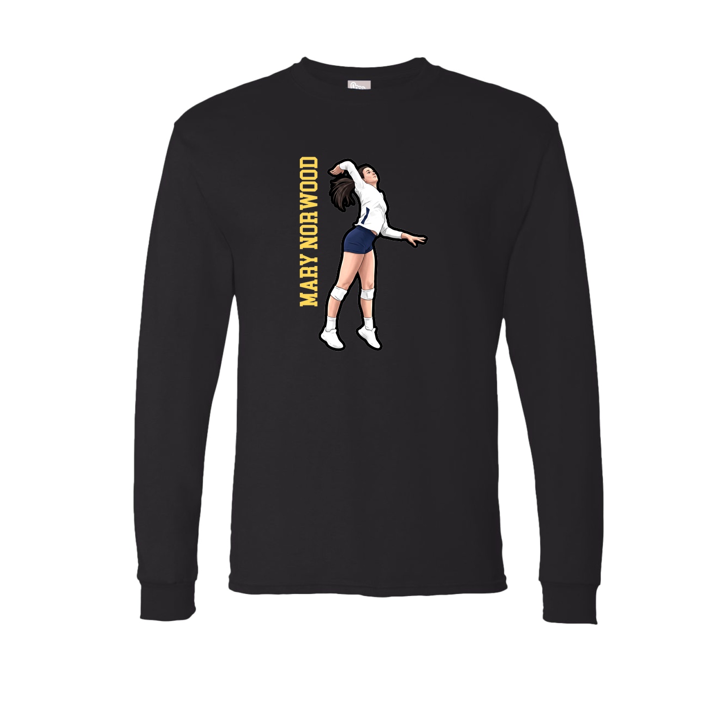 Long Sleeve Tee — Name Vertical in Black
