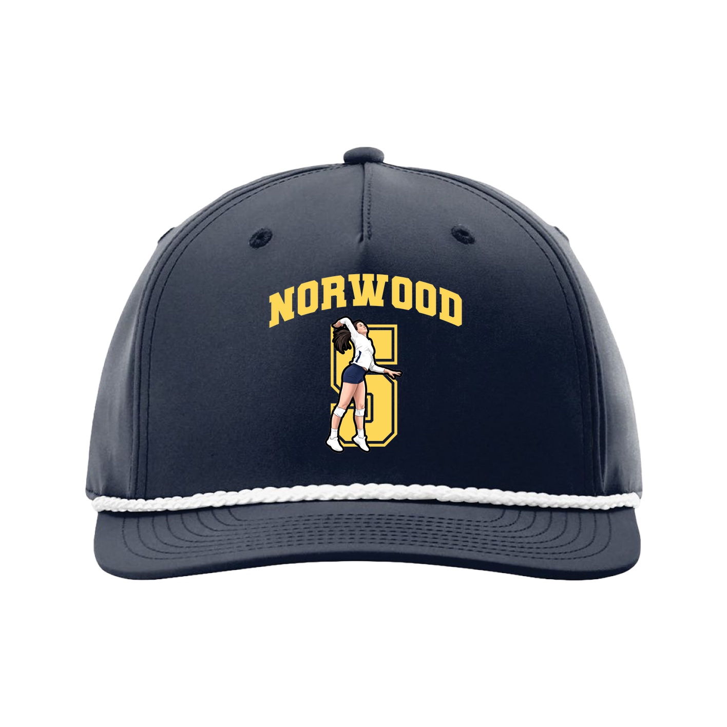 Five-Panel Classic Rope Cap — Number in Navy