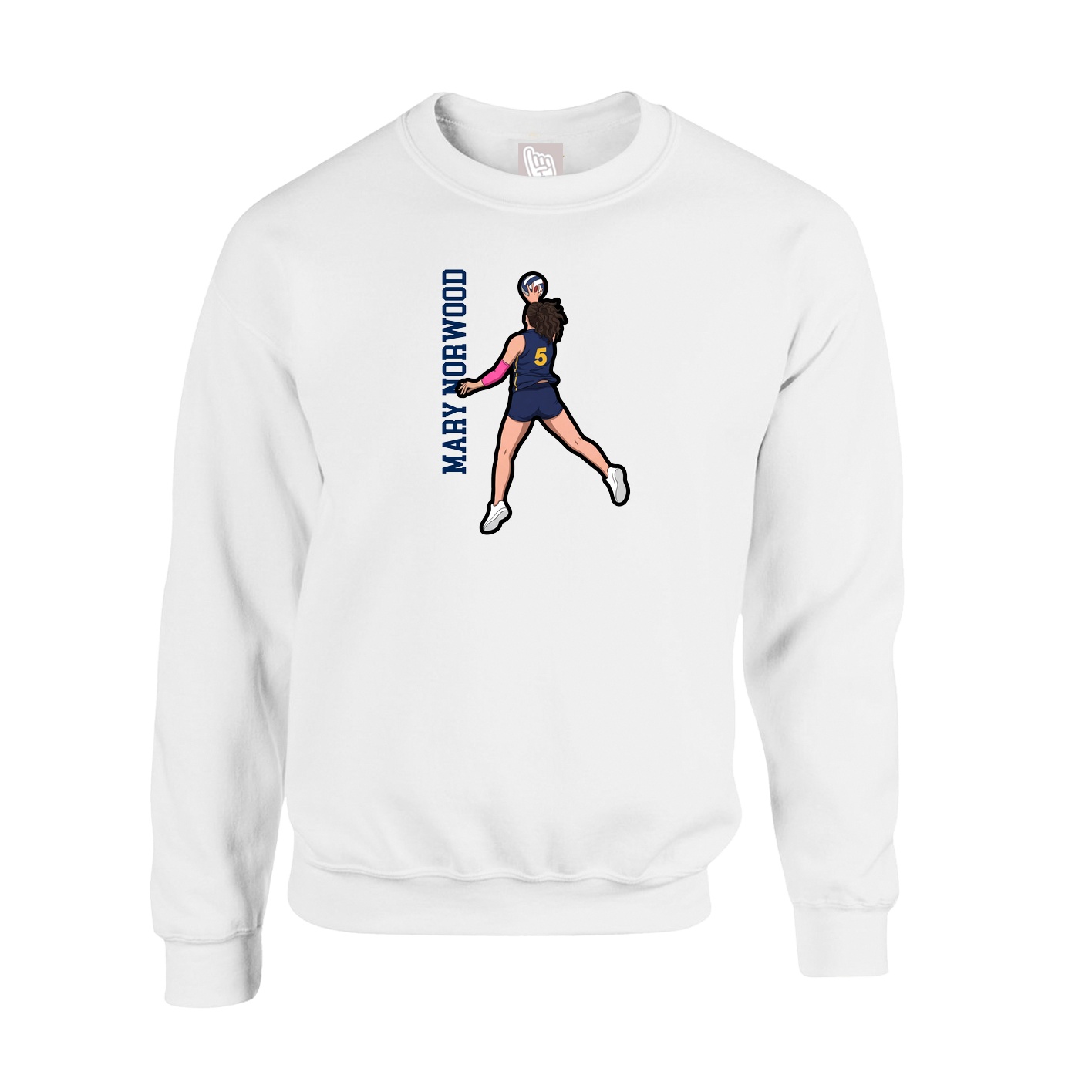 Fleece Crew — Name Vertical in White