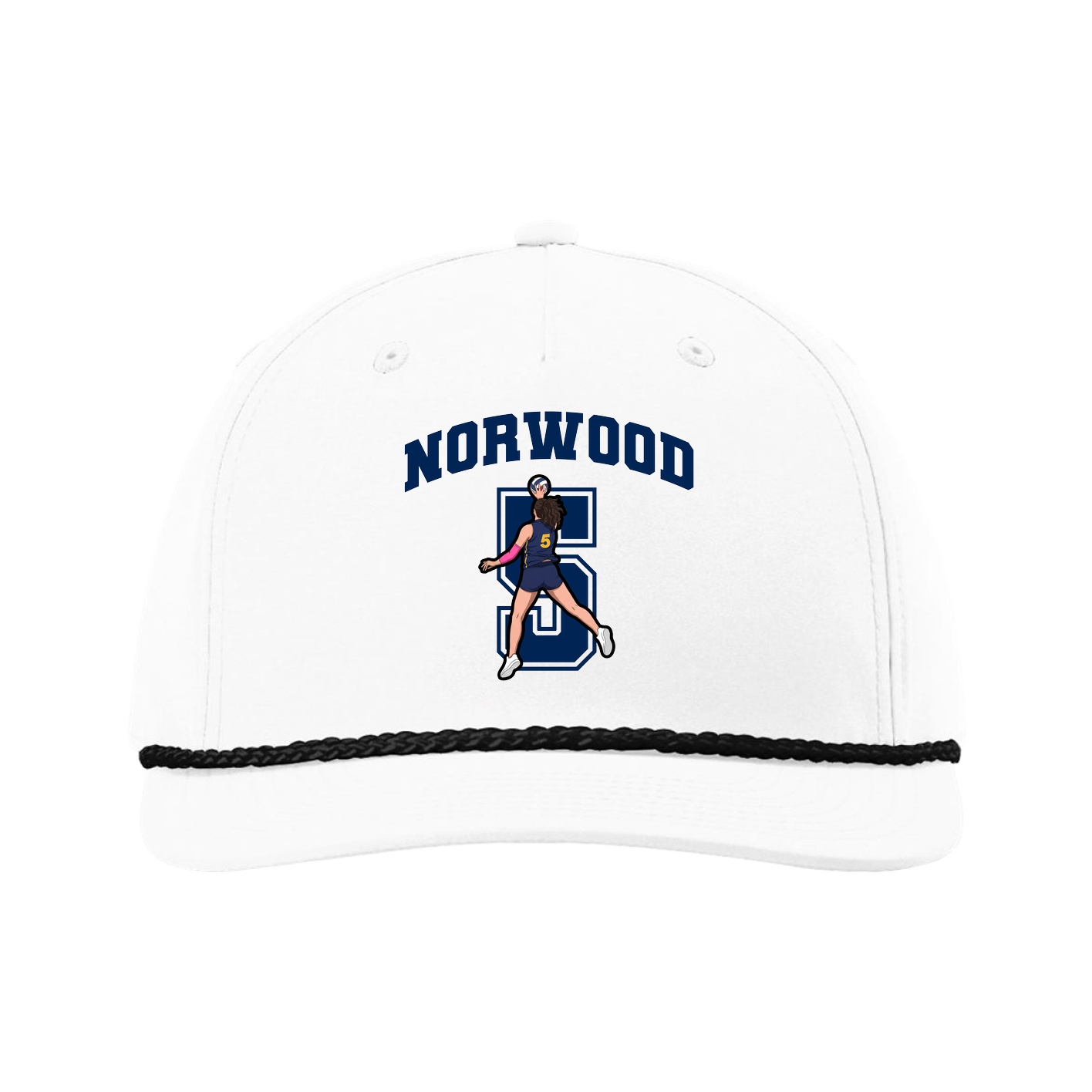 Five-Panel Classic Rope Cap — Number in White
