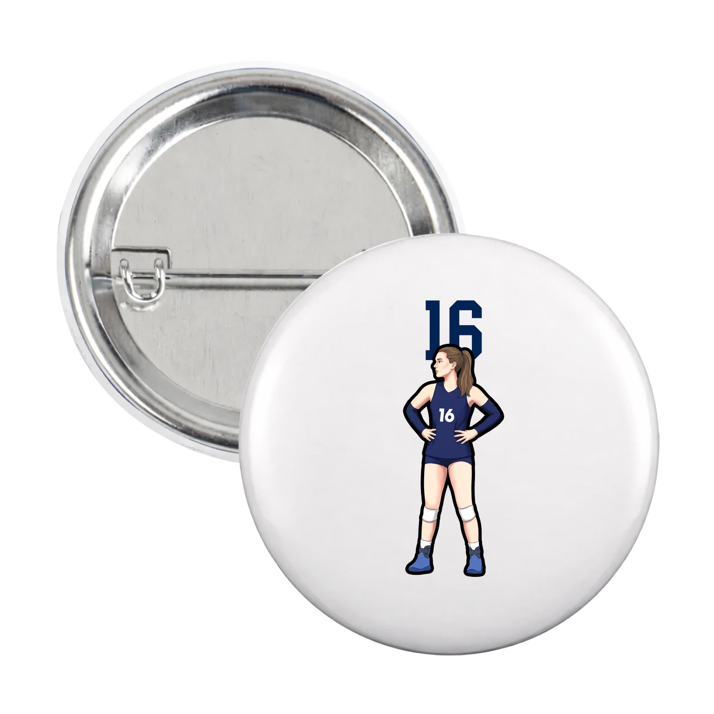 Game Day Button — Number Top in White