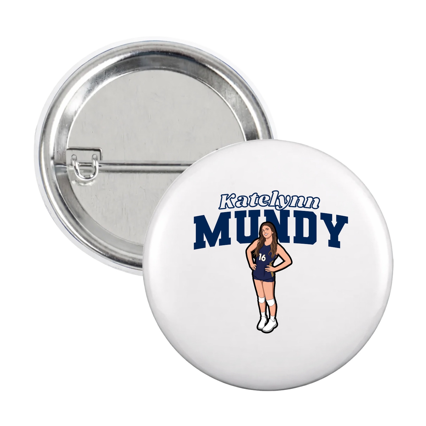 Game Day Button — Name Arch in White