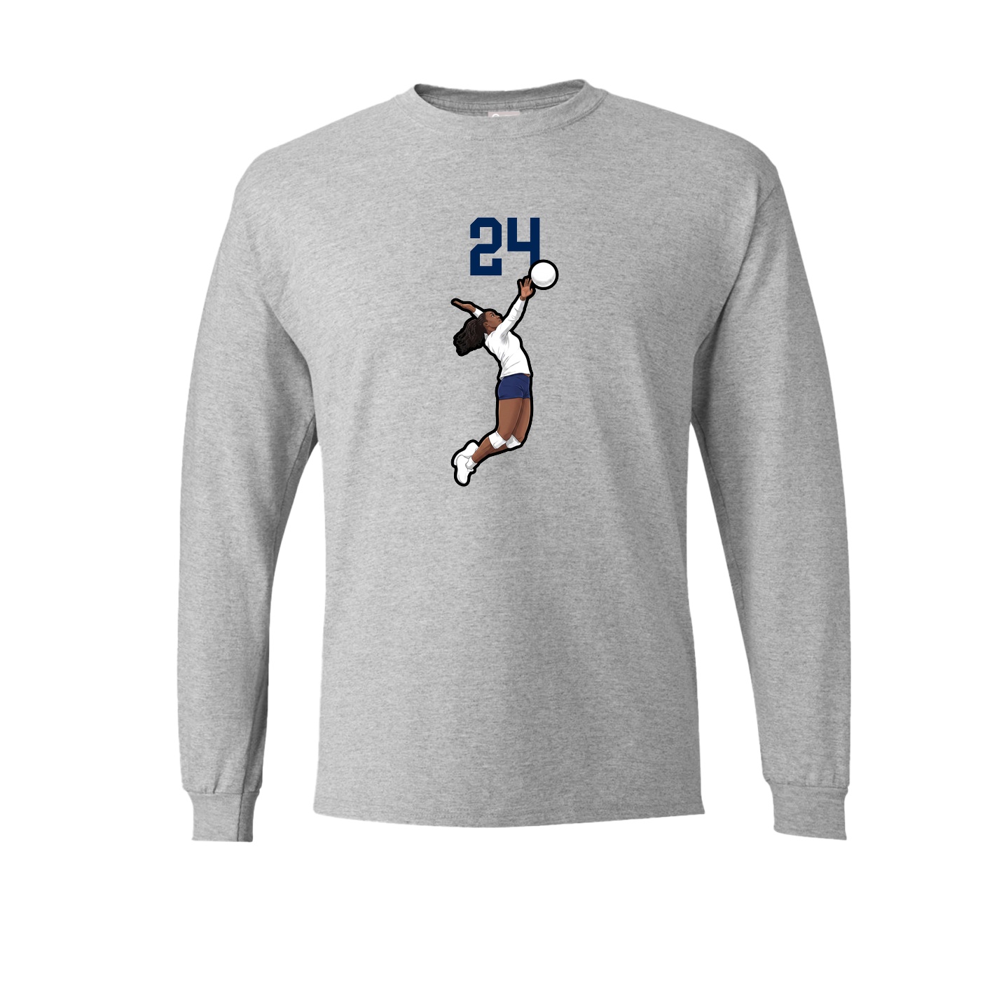 Long Sleeve Tee — Number Top in Grey