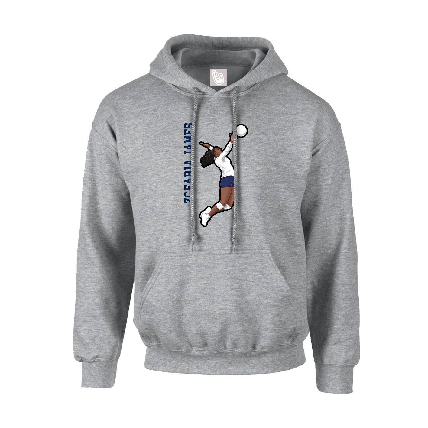 Hoodie — Name Vertical in Grey