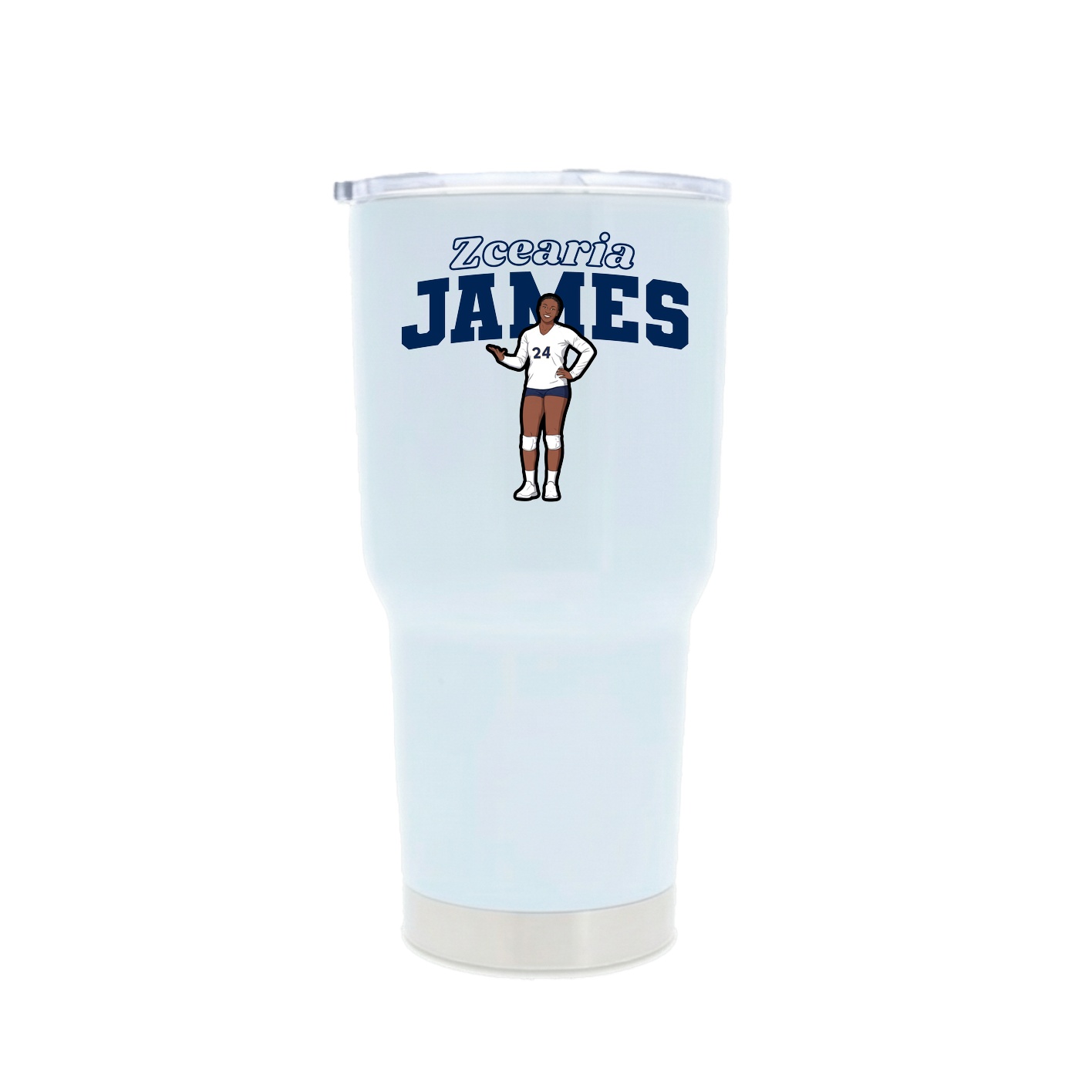 30oz Stainless Steel Tumbler — Name Arch in White