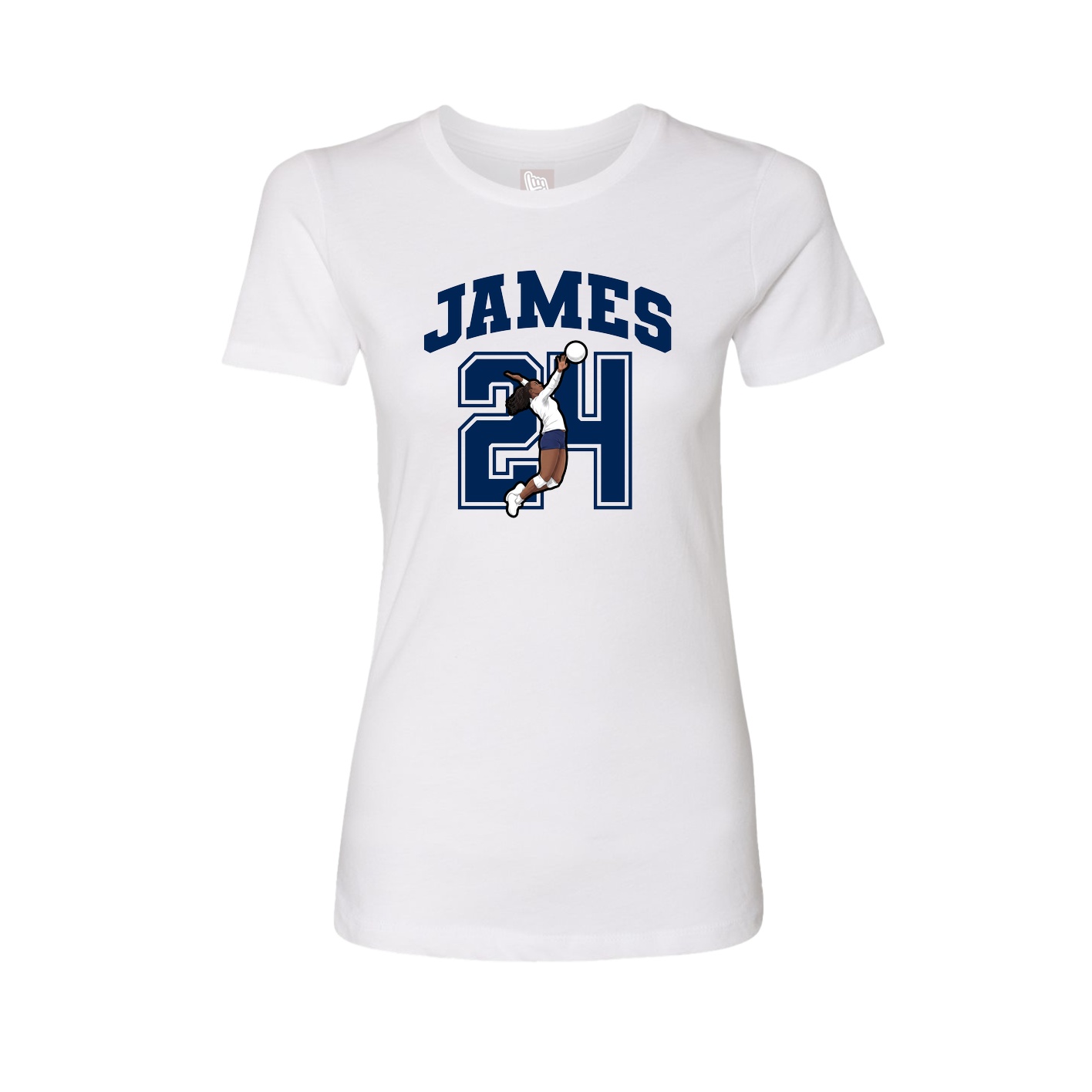 Fitted Women's Tee — Number in White