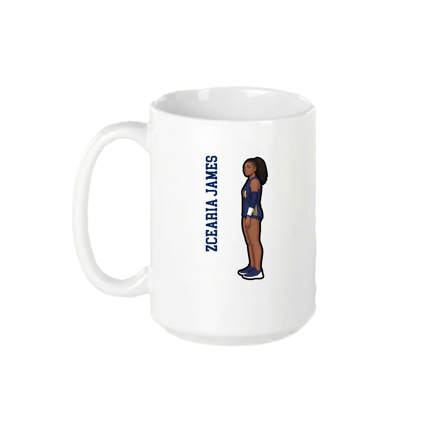 15oz Coffee Mug — Name Vertical in White