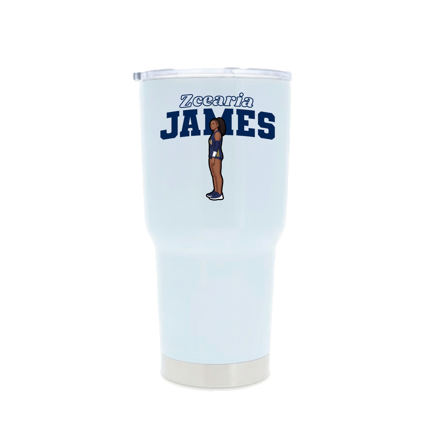 30oz Stainless Steel Tumbler — Name Arch in White