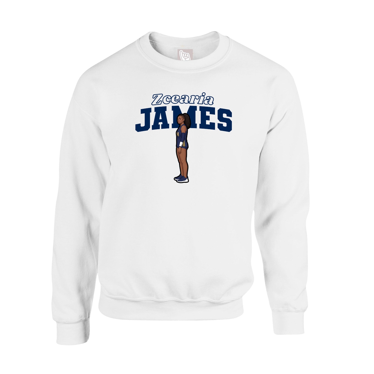 Fleece Crew — Name Arch in White