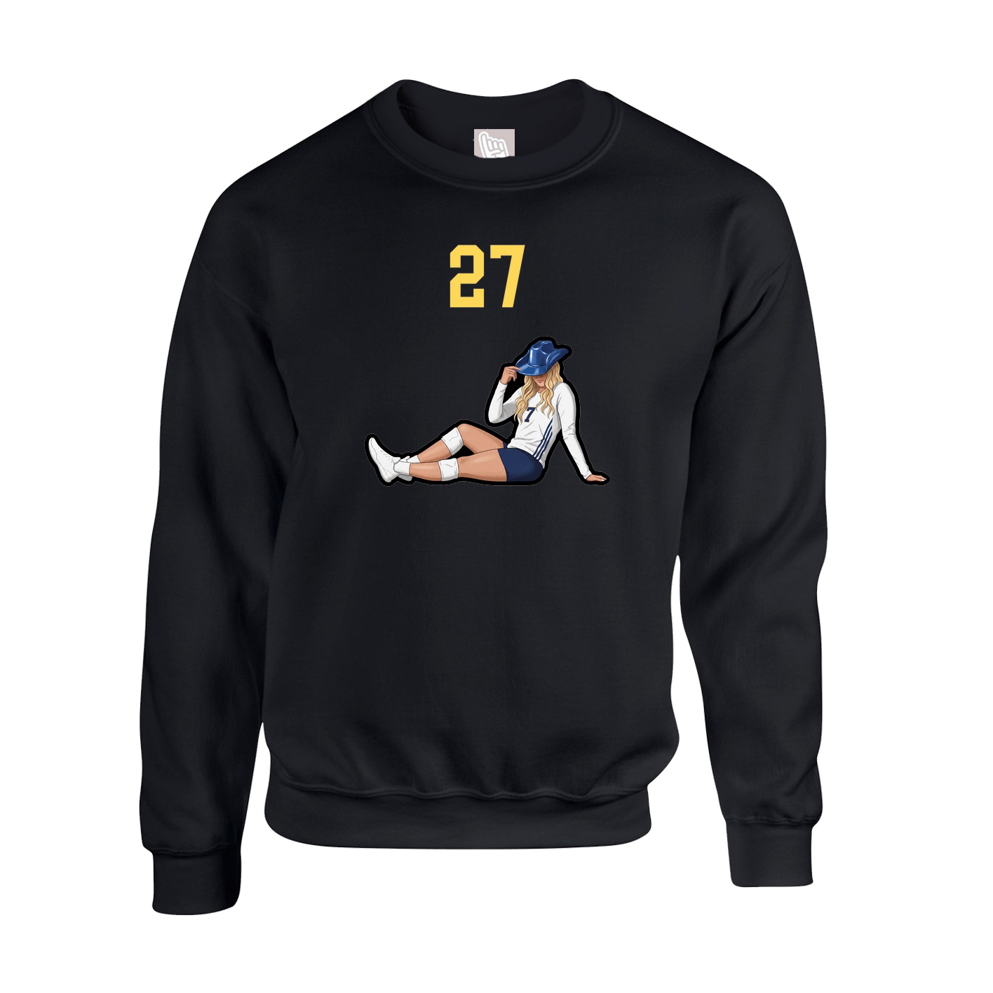 Fleece Crew — Number Top in Black
