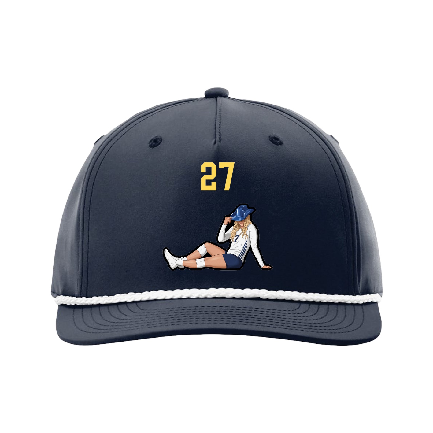 Five-Panel Classic Rope Cap — Number Top in Navy