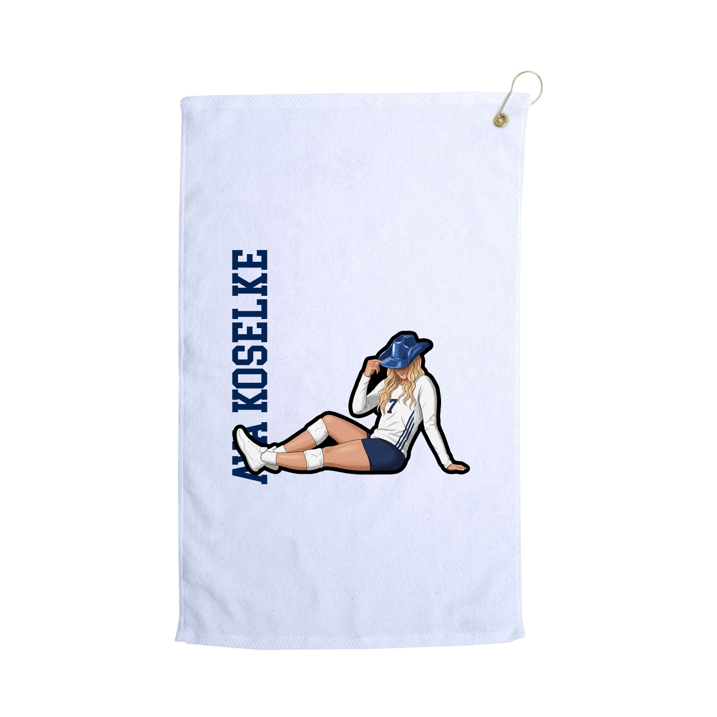 Golf Towel — Name Vertical in White