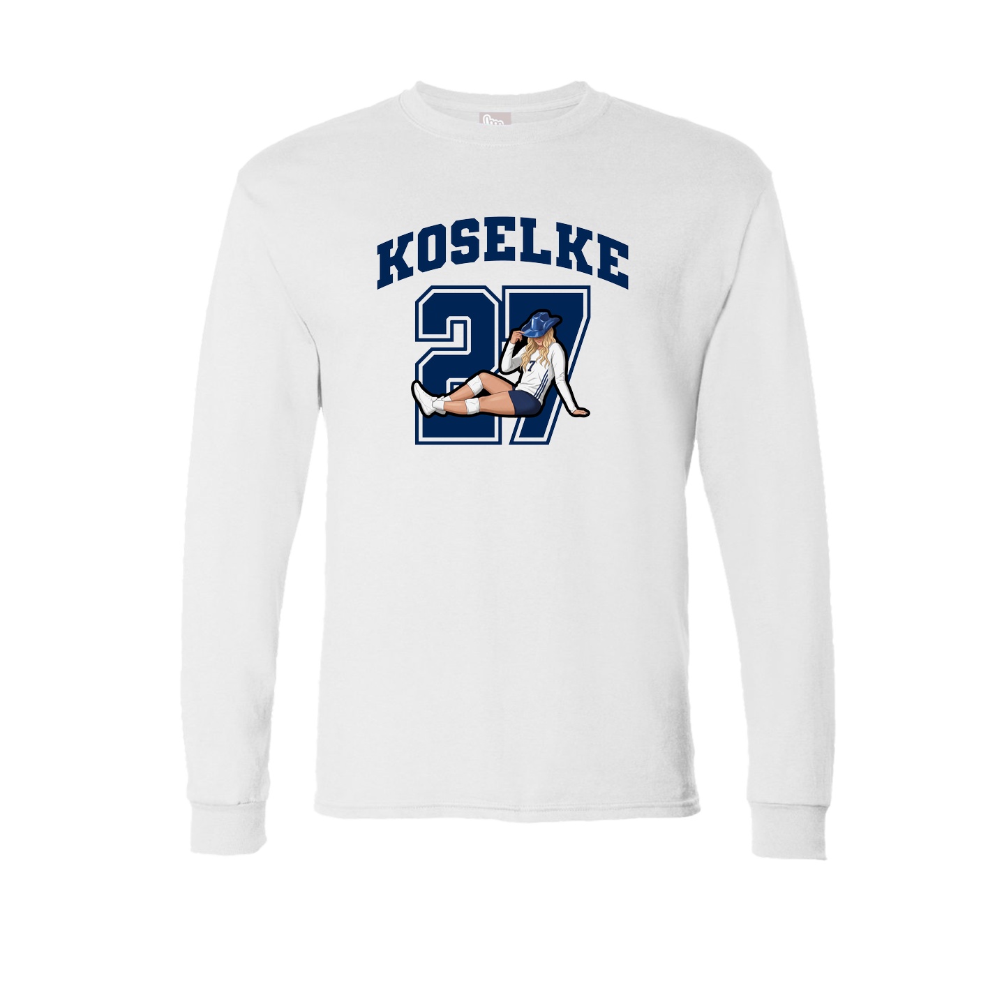 Long Sleeve Tee — Number in White