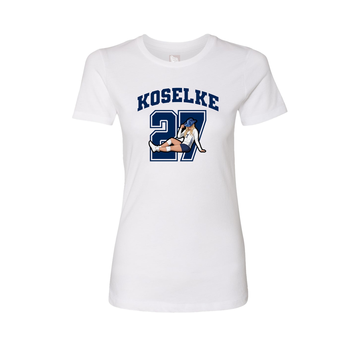 Fitted Women's Tee — Number in White