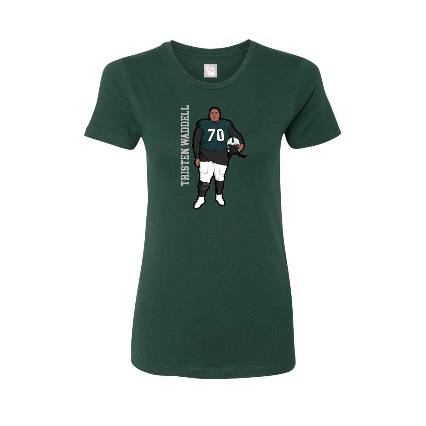 Womens Tee — Name Vertical in Green