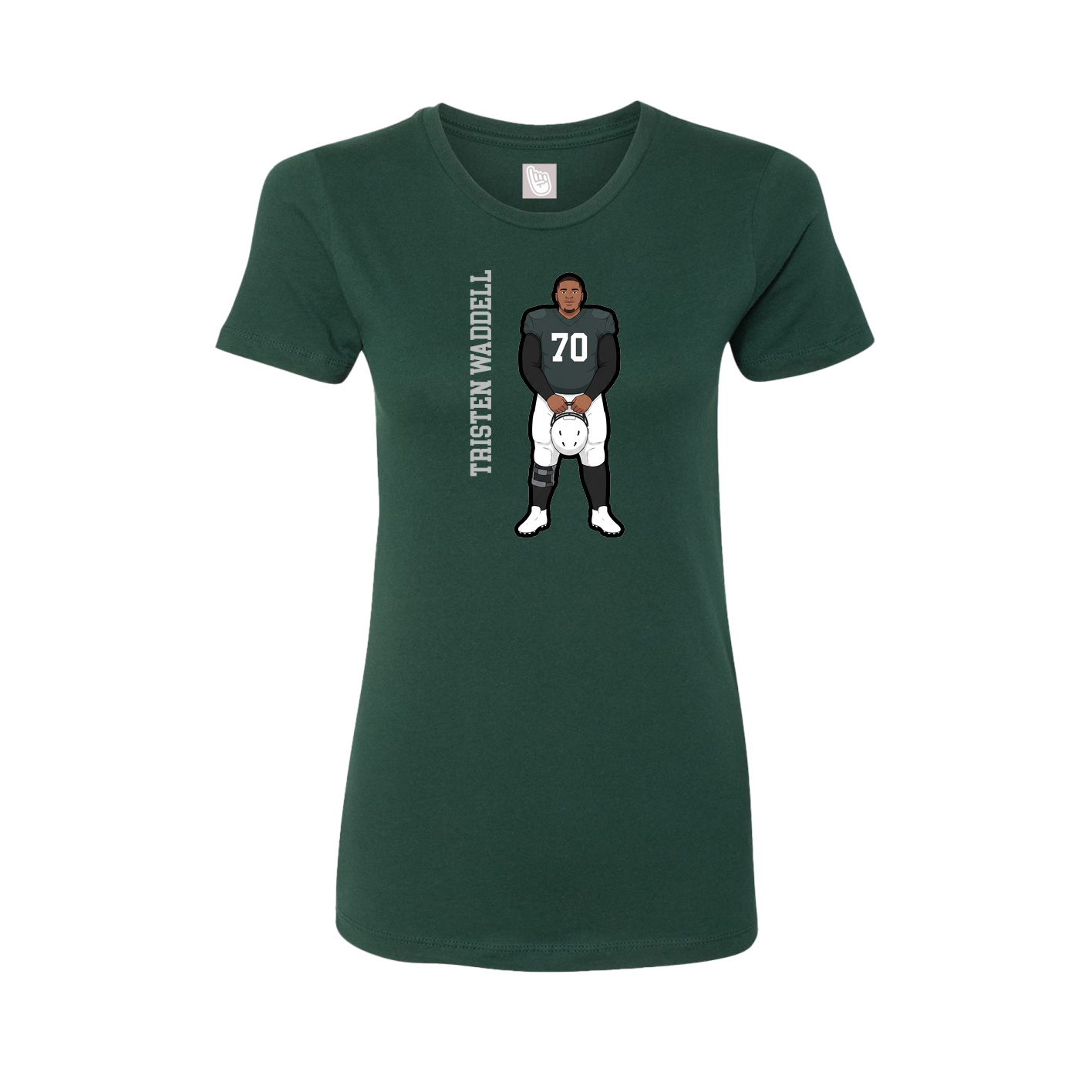 Womens Tee — Name Vertical in Green