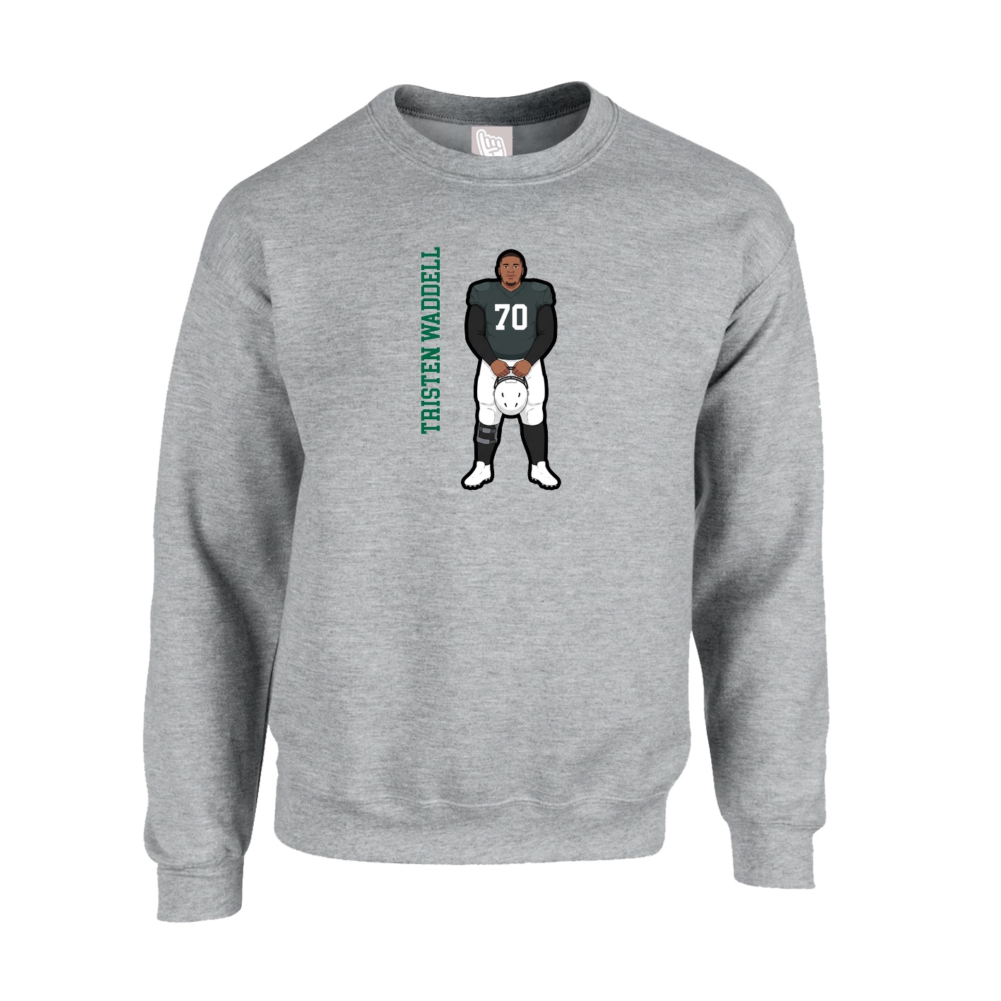 Fleece Crew — Name Vertical in Grey