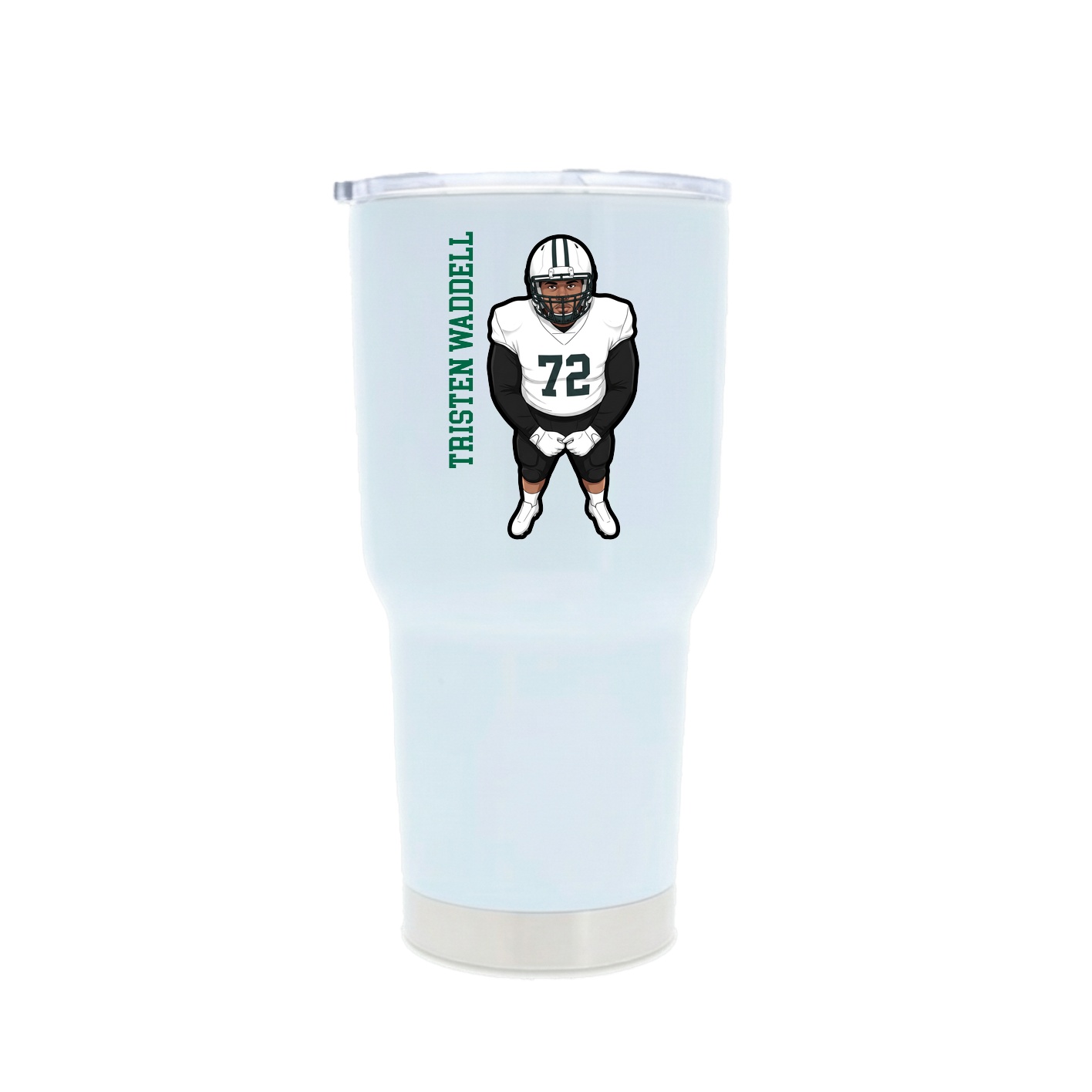 30oz Stainless Steel Tumbler — Name Vertical in White