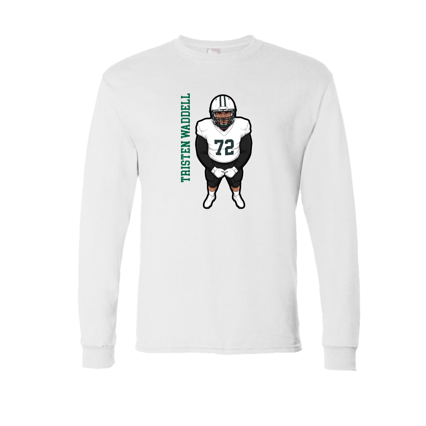 Long Sleeve Tee — Name Vertical in White