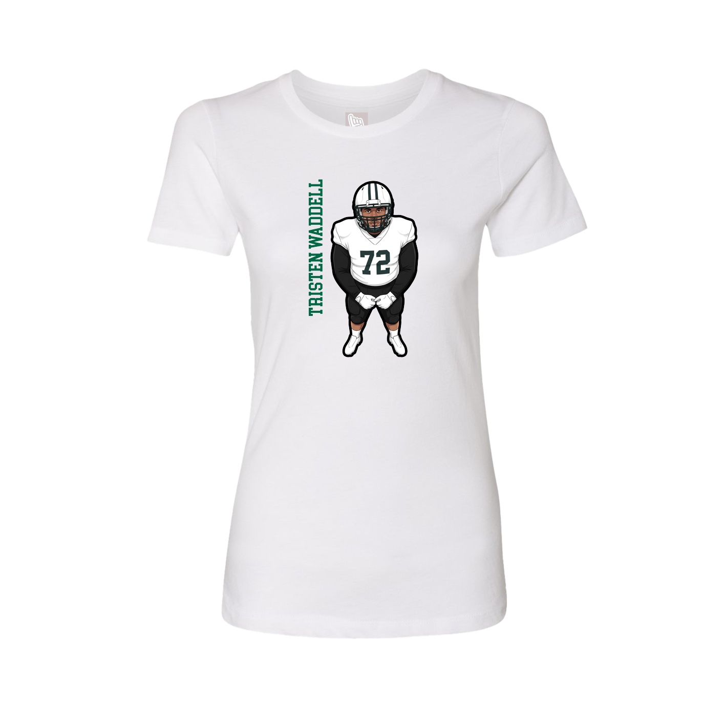 Womens Tee — Name Vertical in White