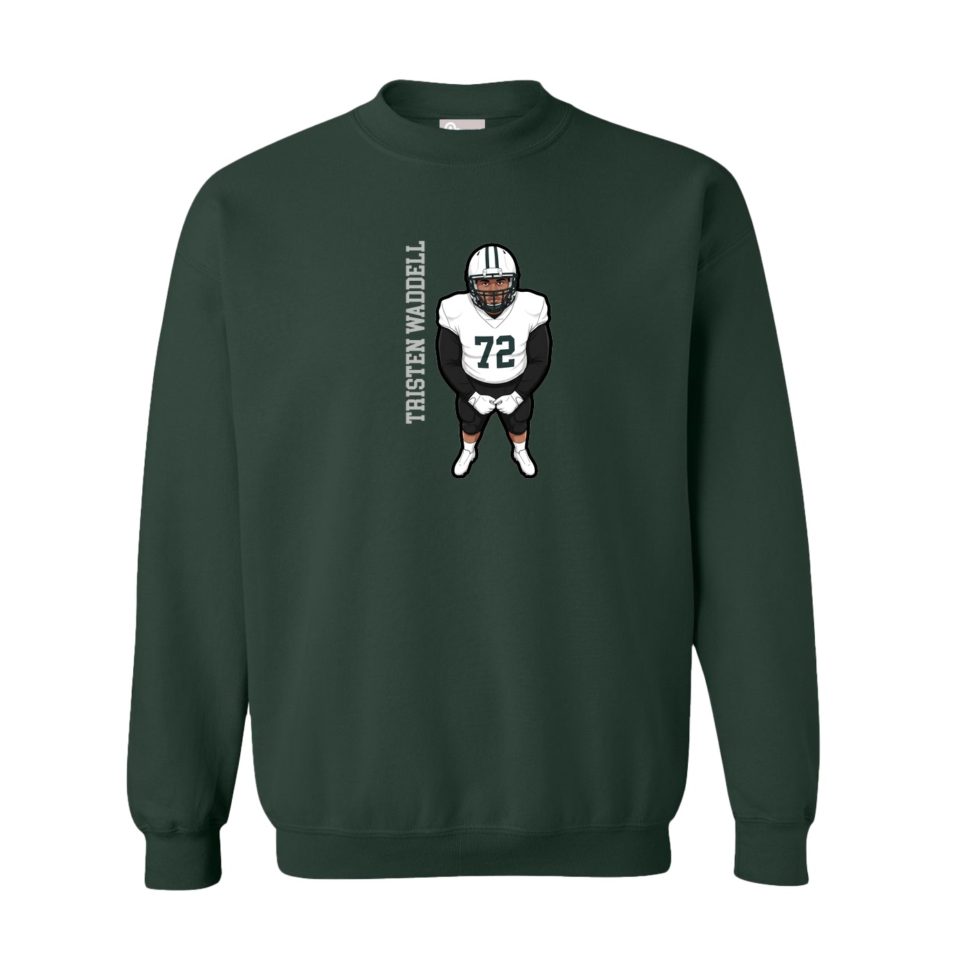 Fleece Crew — Name Vertical in Green