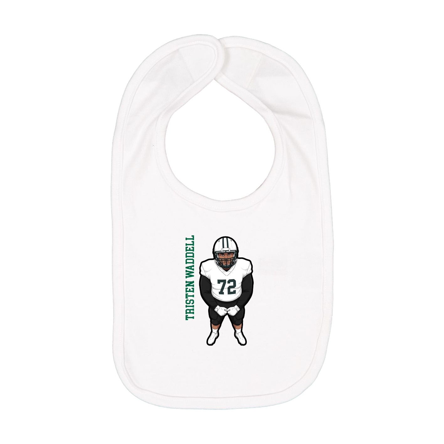Infant Bib — Name Vertical in White