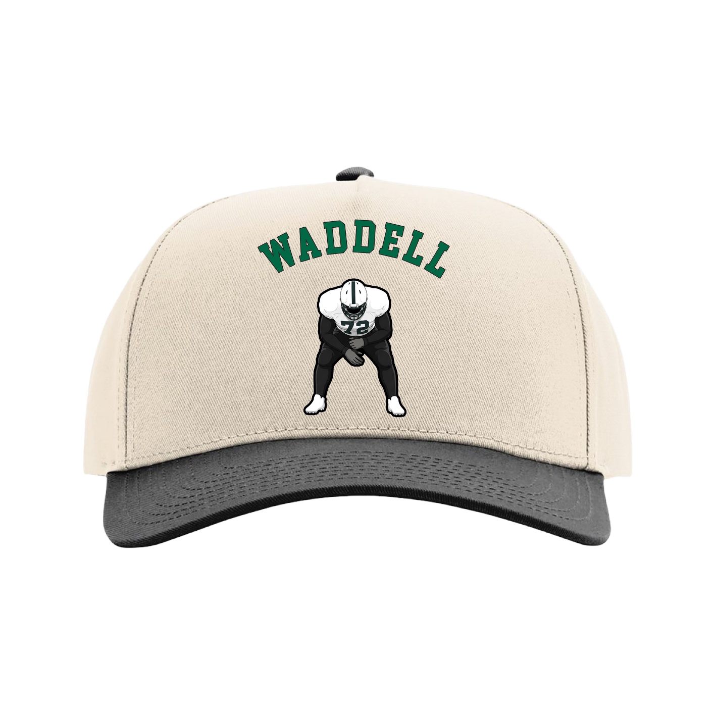Full Fabric Five-Panel Champ Cap — Shirsey Arch in Cream/Black