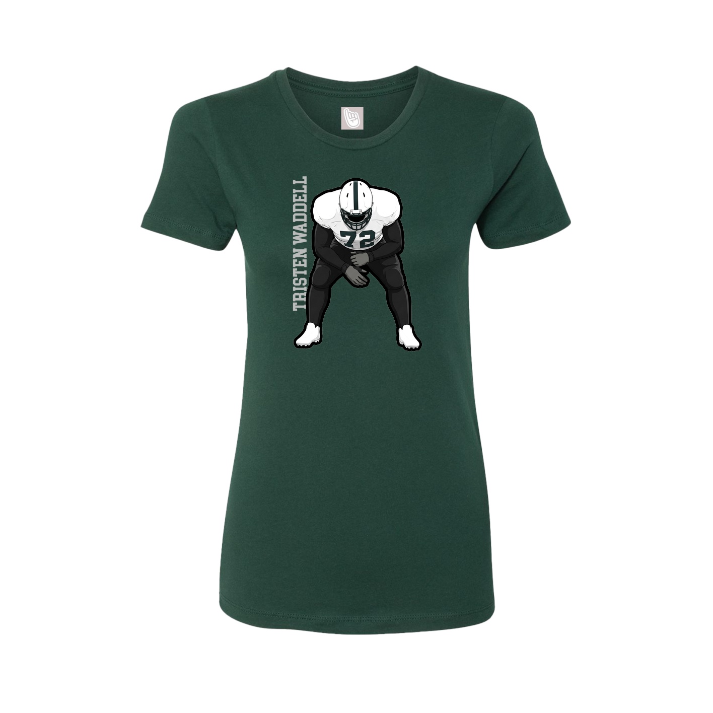 Womens Tee — Name Vertical in Green