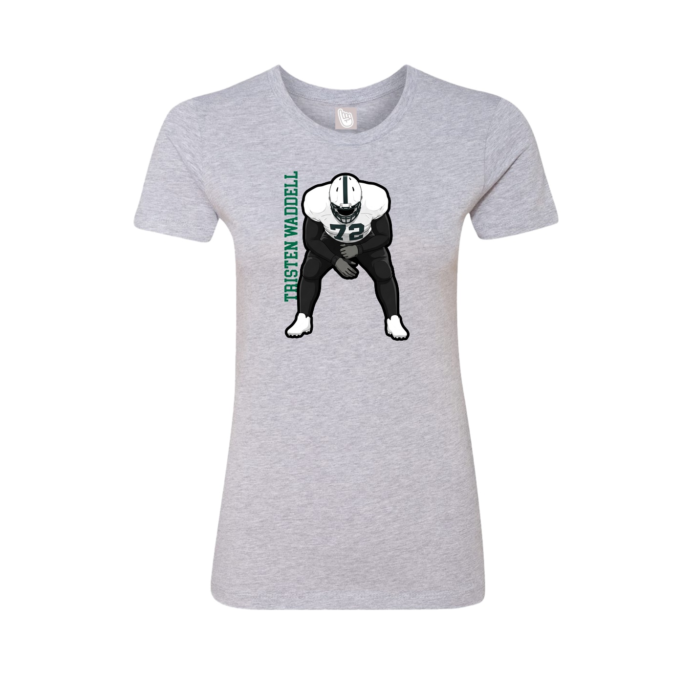 Fitted Women's Tee — Name Vertical in Grey