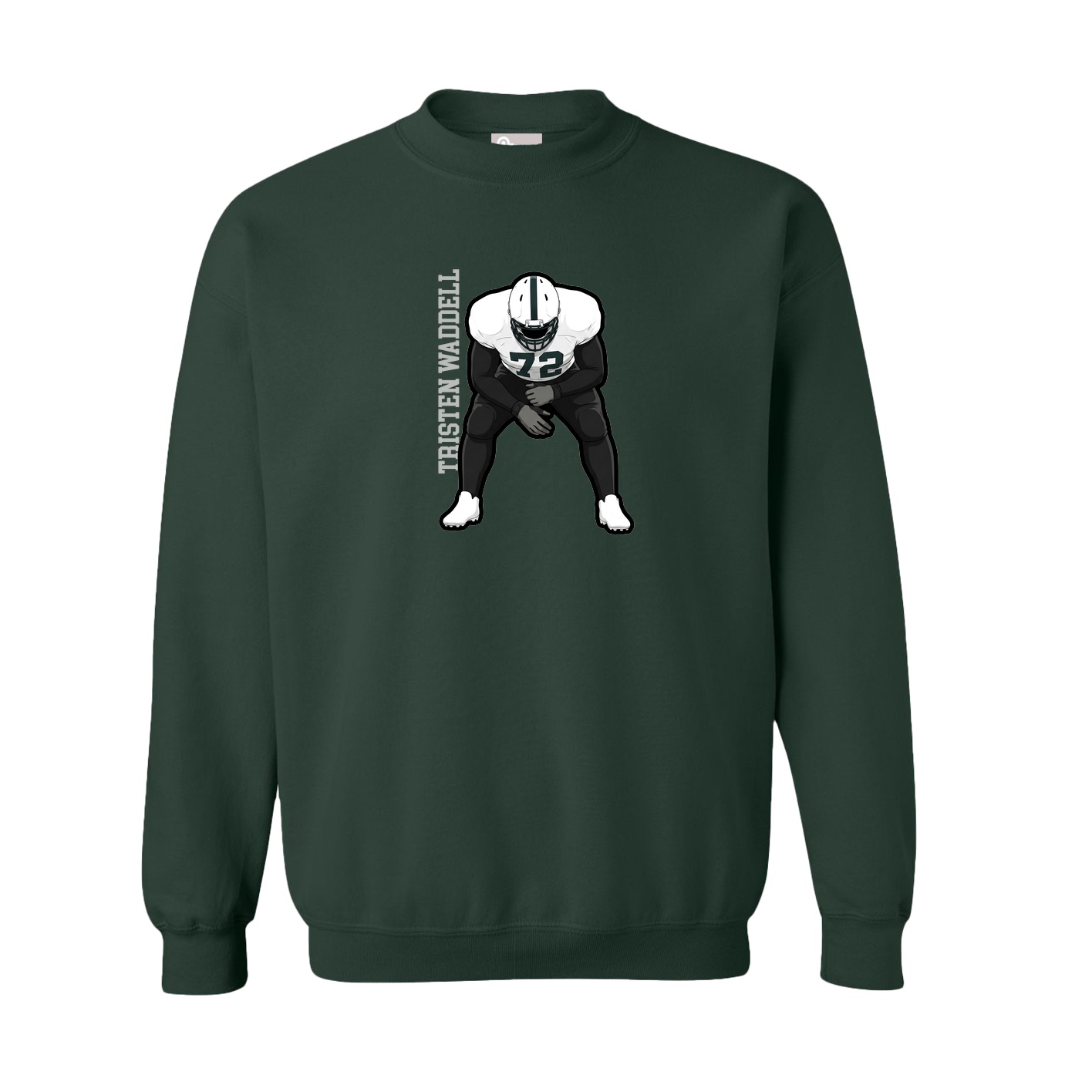 Fleece Crew — Name Vertical in Green