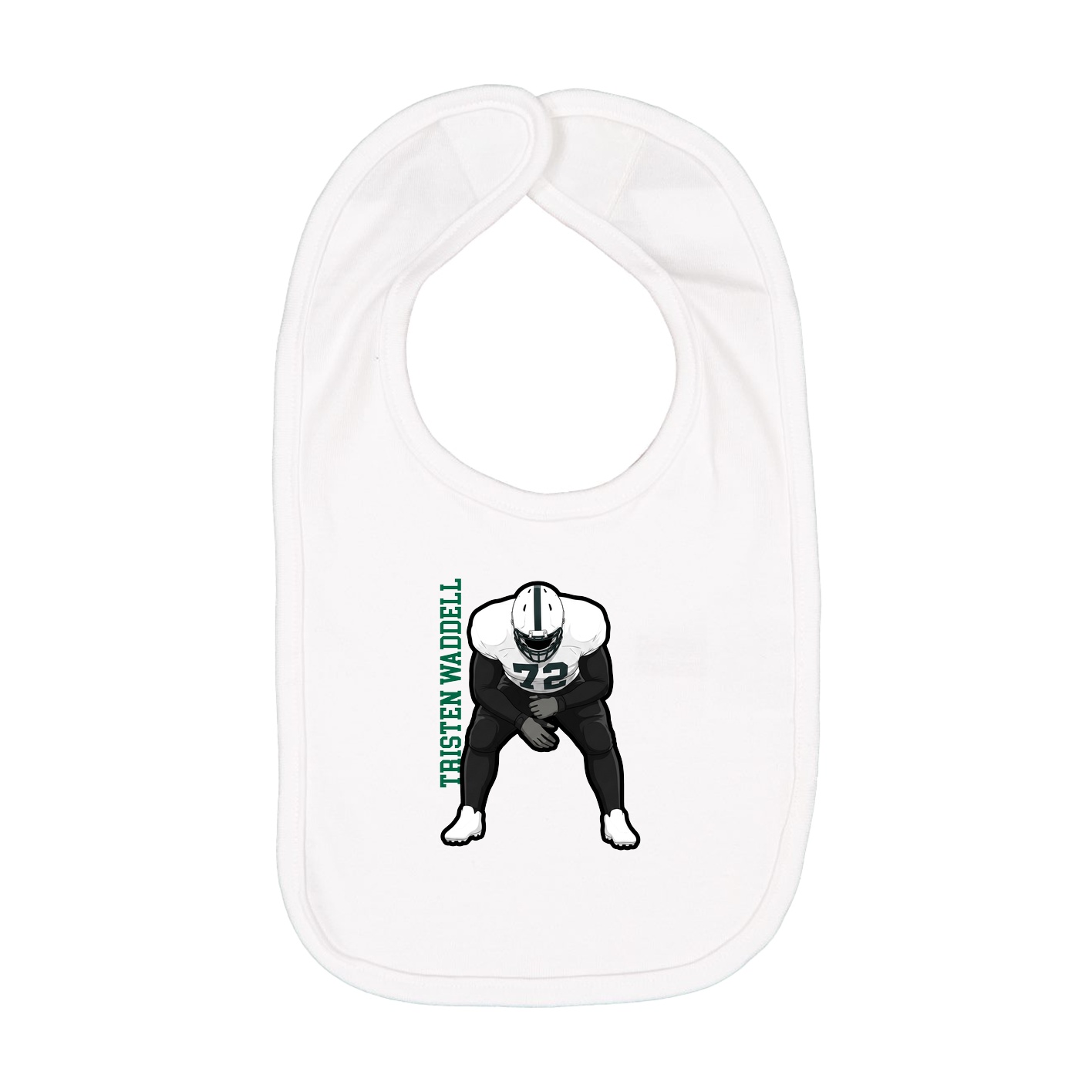 Infant Bib — Name Vertical in White