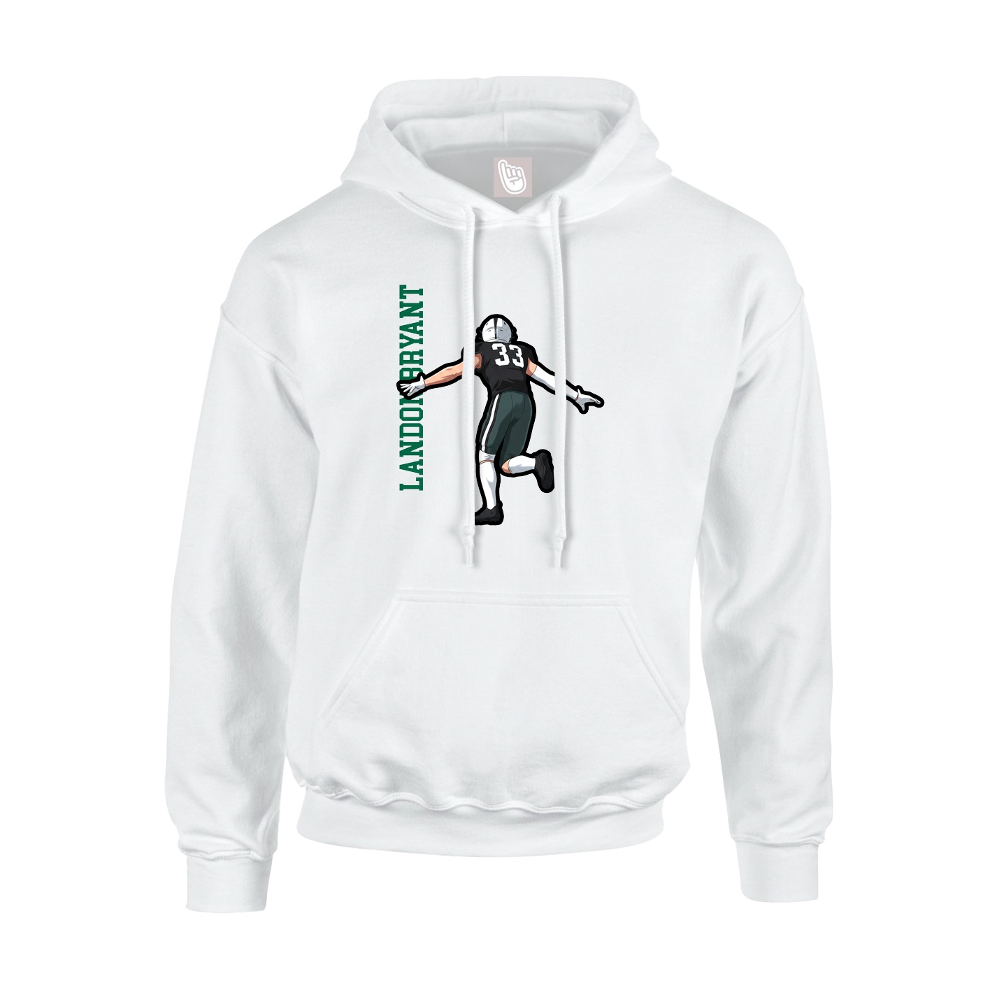 Youth Hoodie — Name Vertical in White