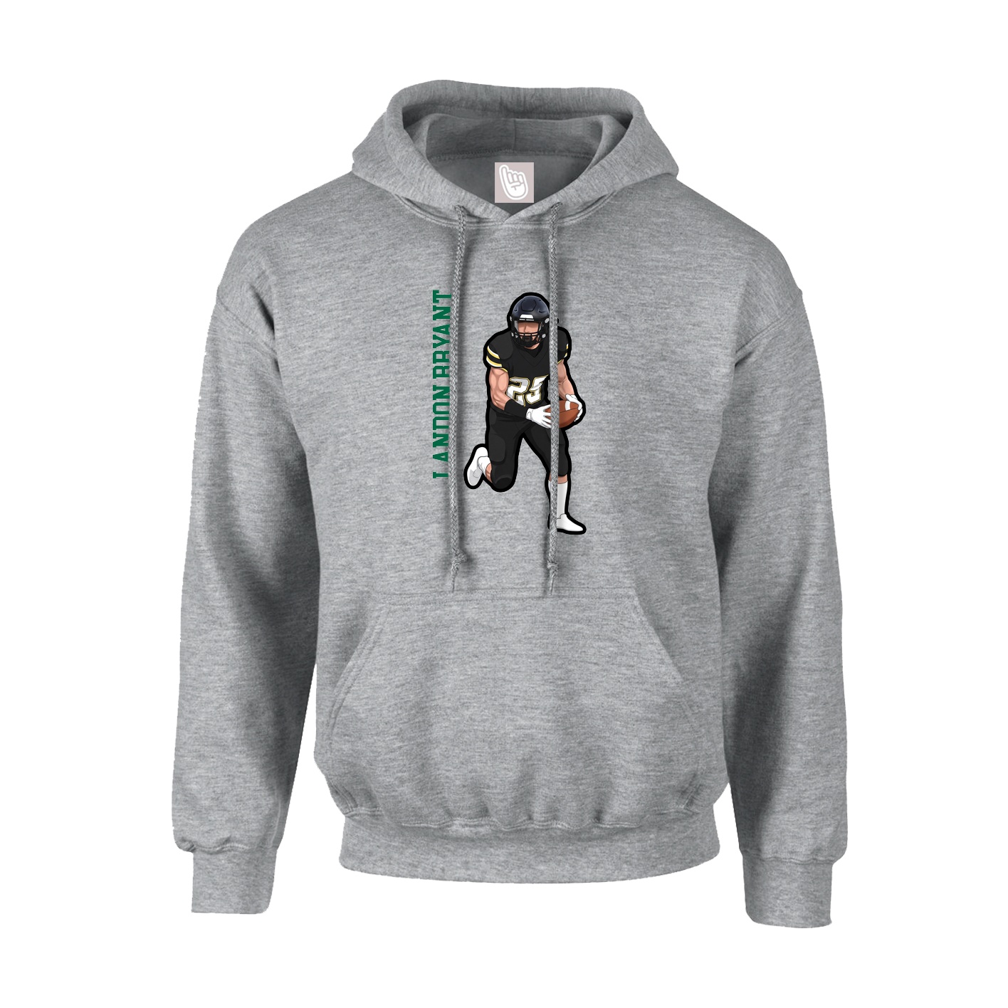 Youth Hoodie — Name Vertical in Grey