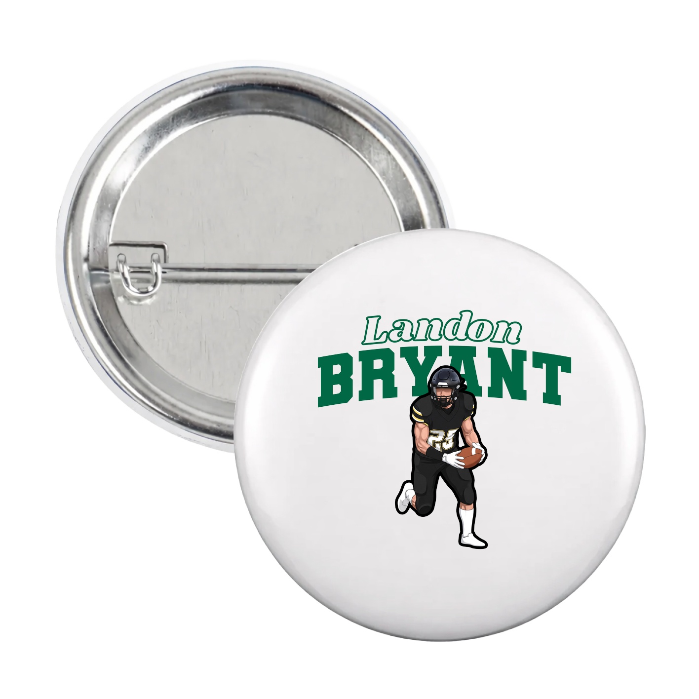 Game Day Button — Name Arch in White