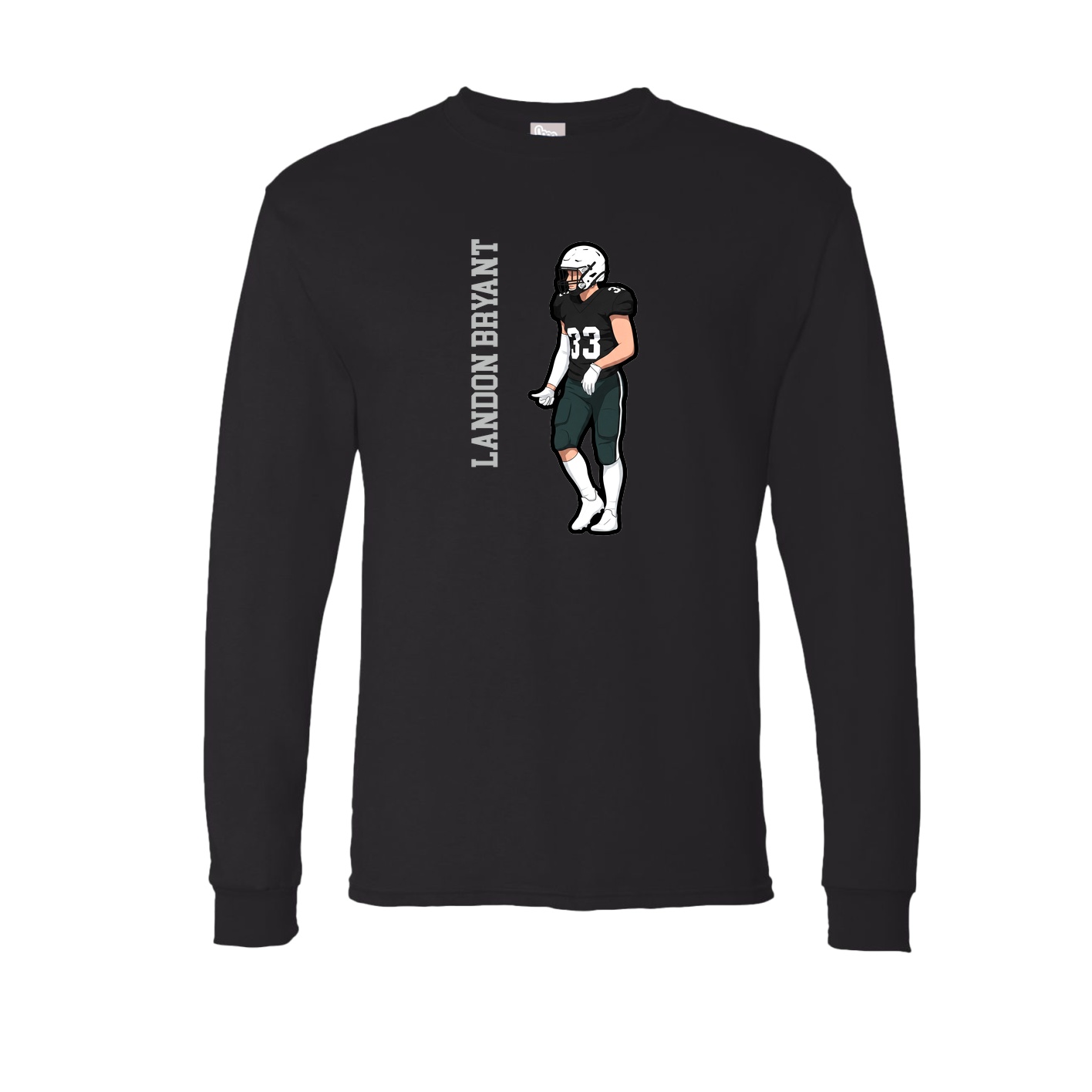 Long Sleeve Tee — Name Vertical in Black