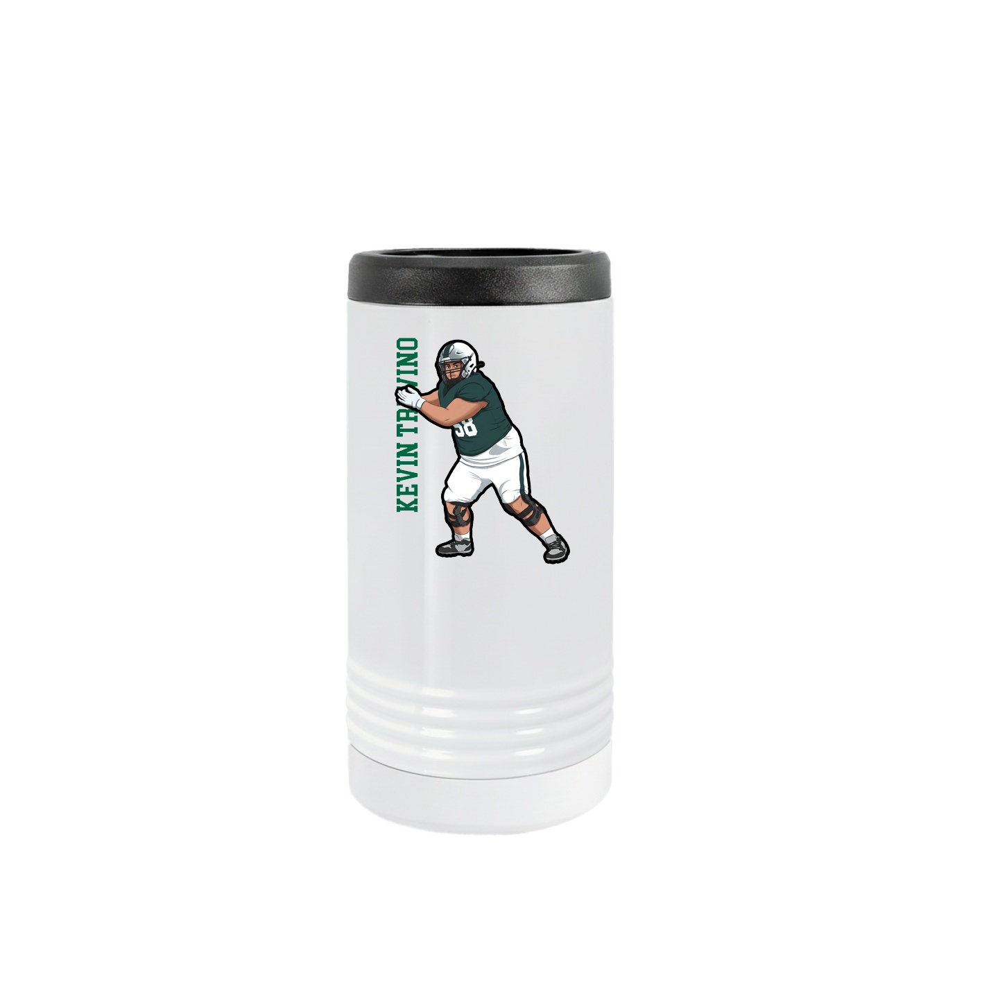 Slim Beverage Holder — Name Vertical in White