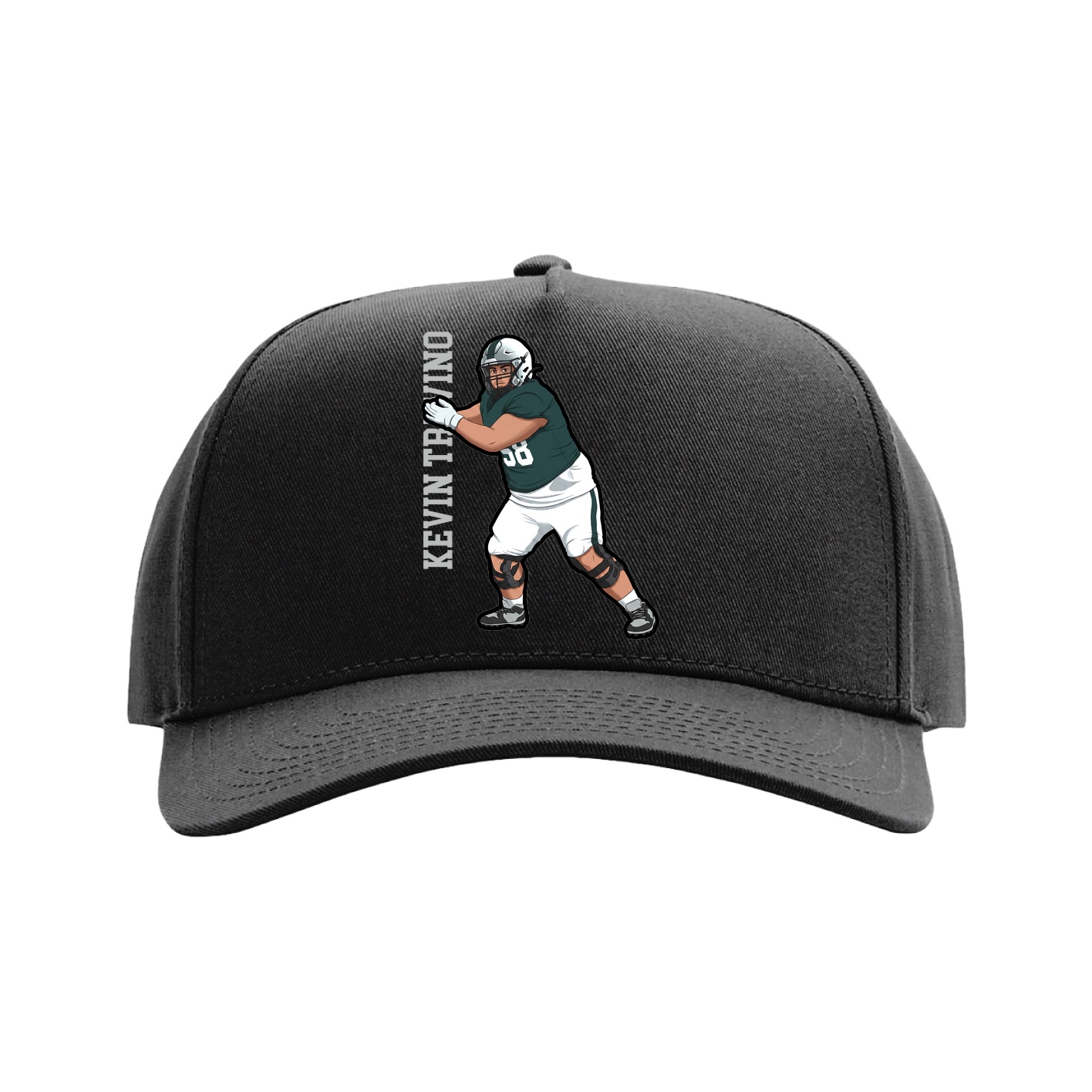 Full Fabric Five-Panel Champ Cap — Name Vertical in Black