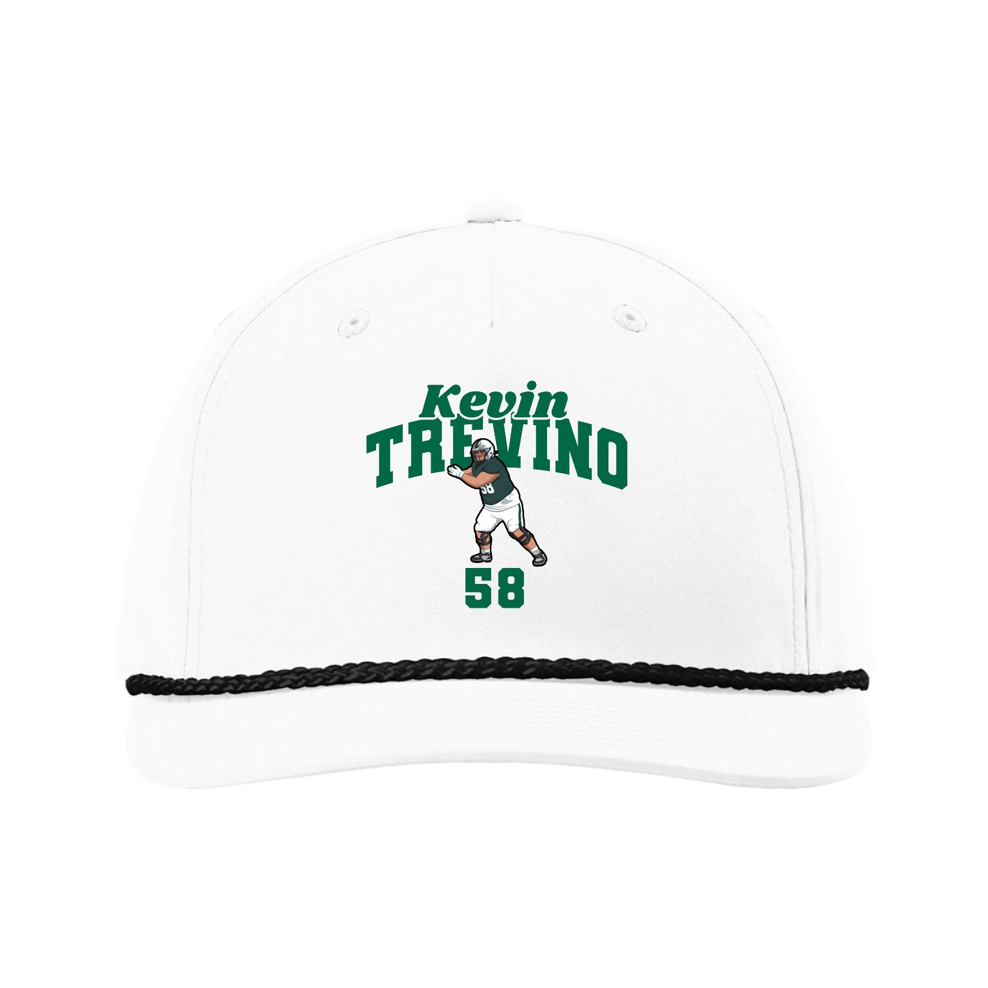 Five-Panel Classic Rope Cap — Signature Arch in White