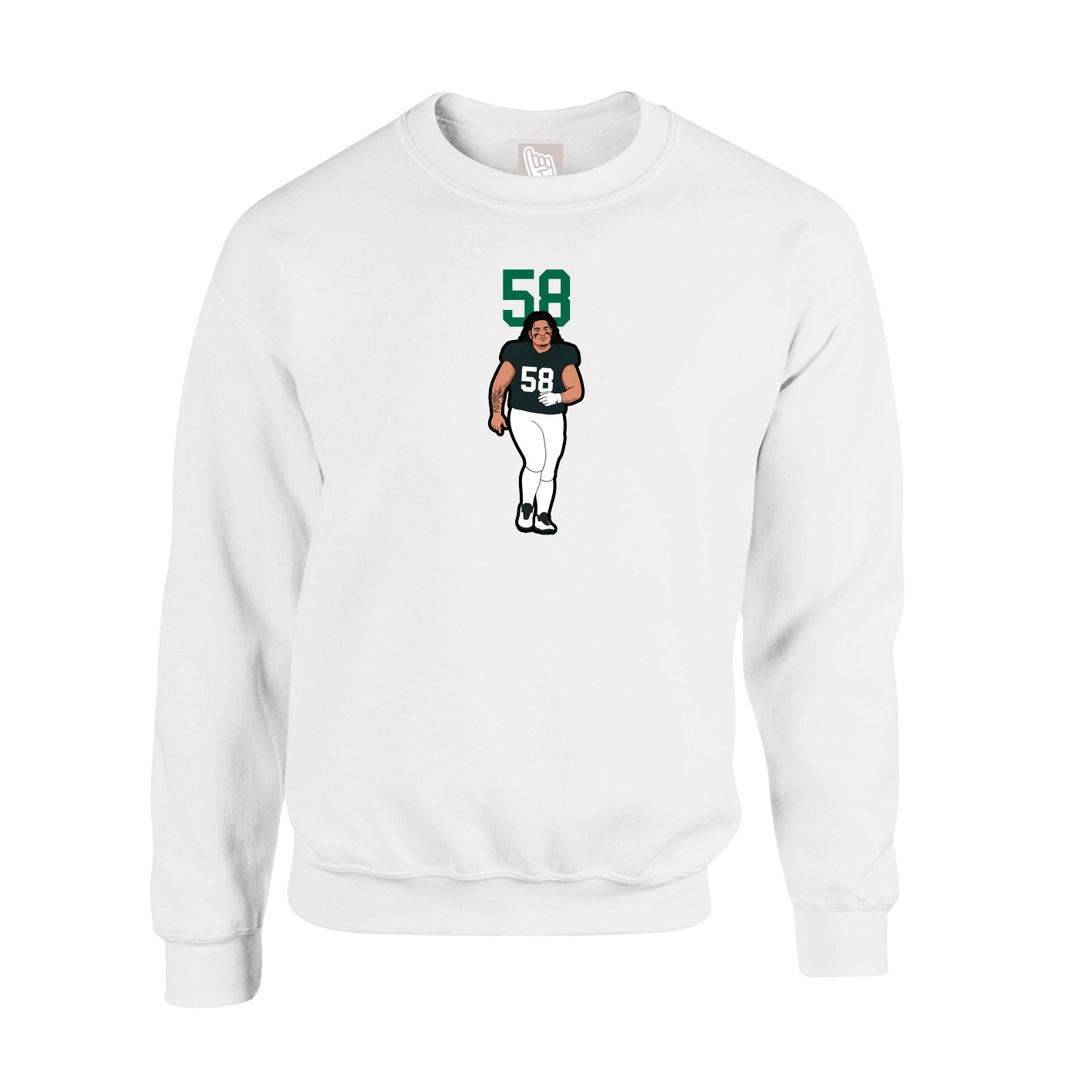 Fleece Crew — Number Top in White