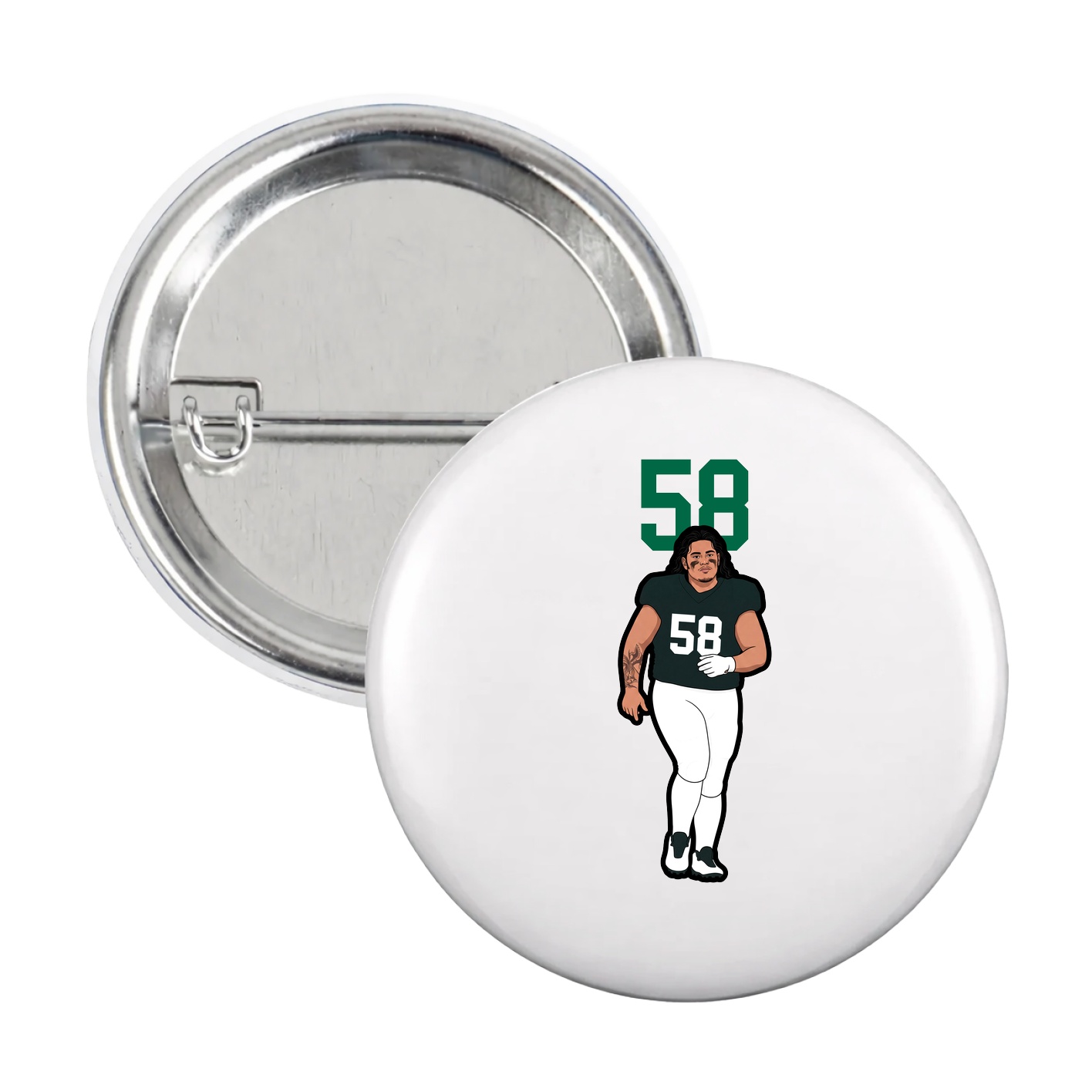Game Day Button — Number Top in White