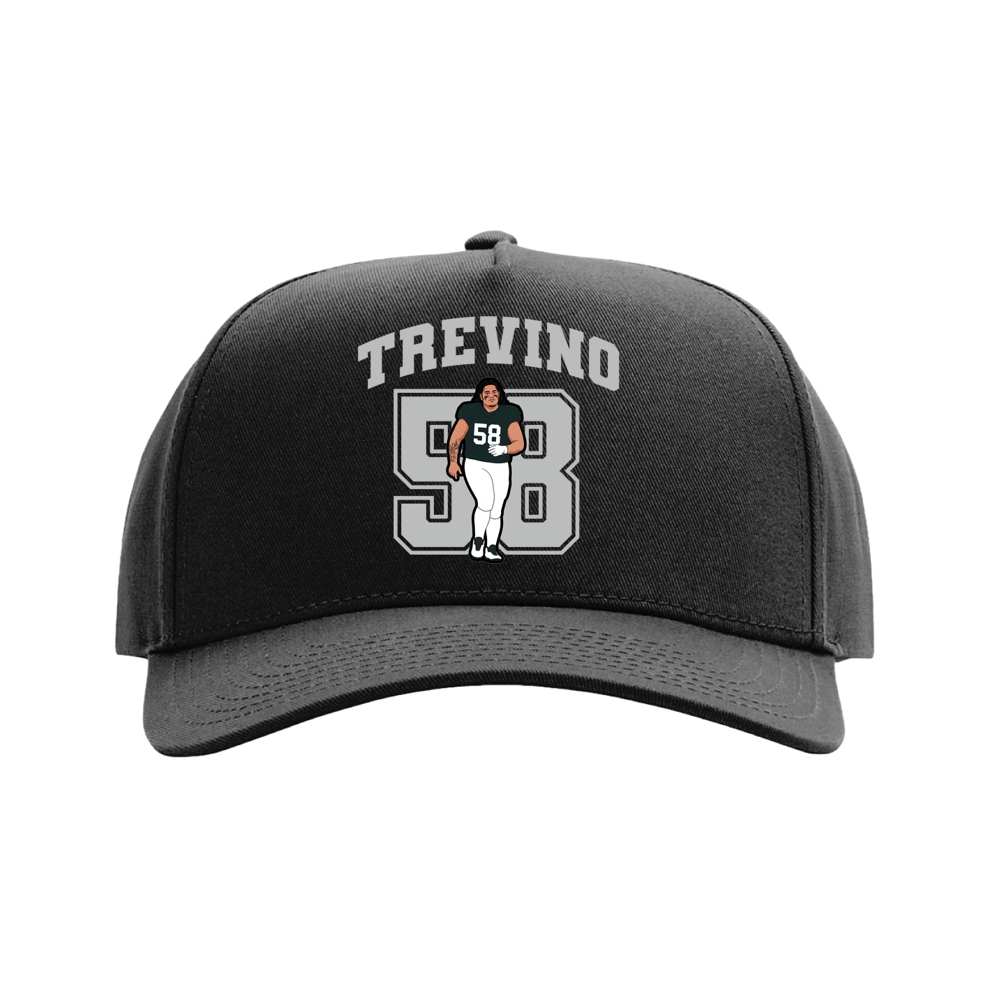 Full Fabric Five-Panel Champ Cap — Number in Black