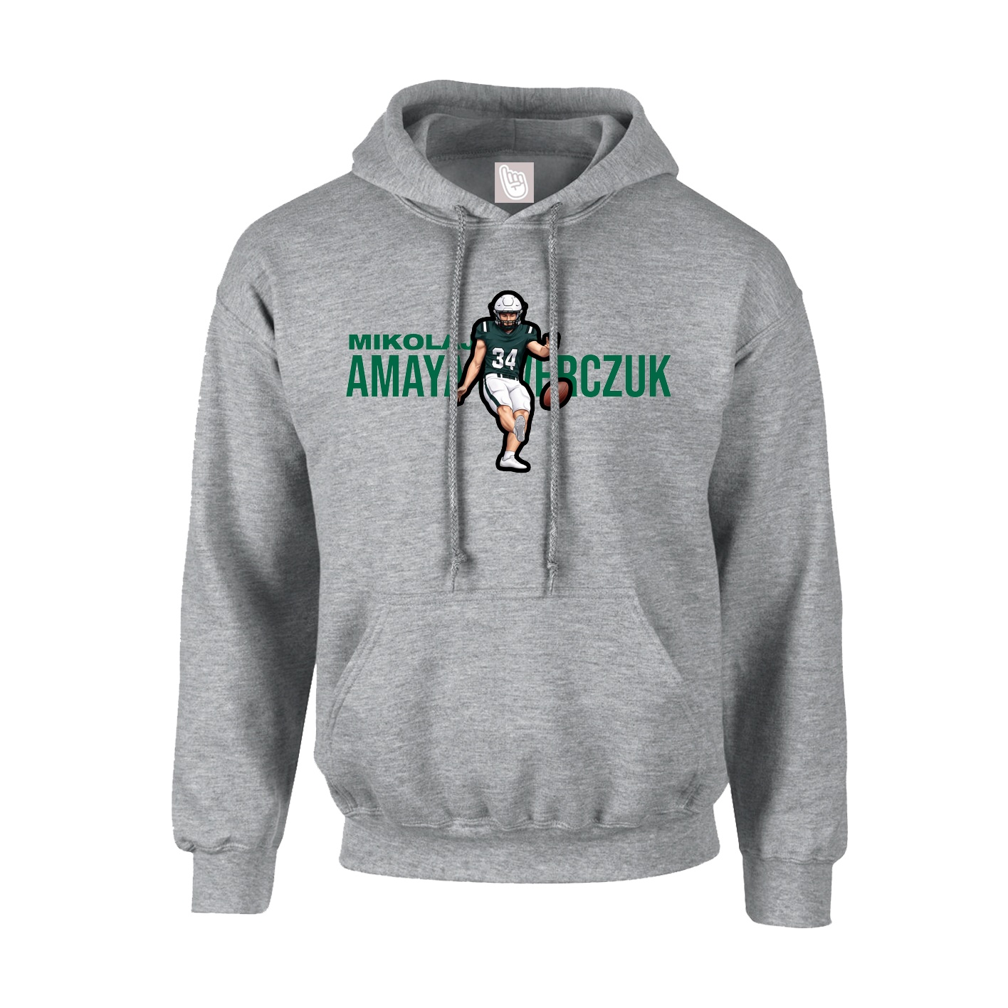 Hoodie — Player Name in Grey