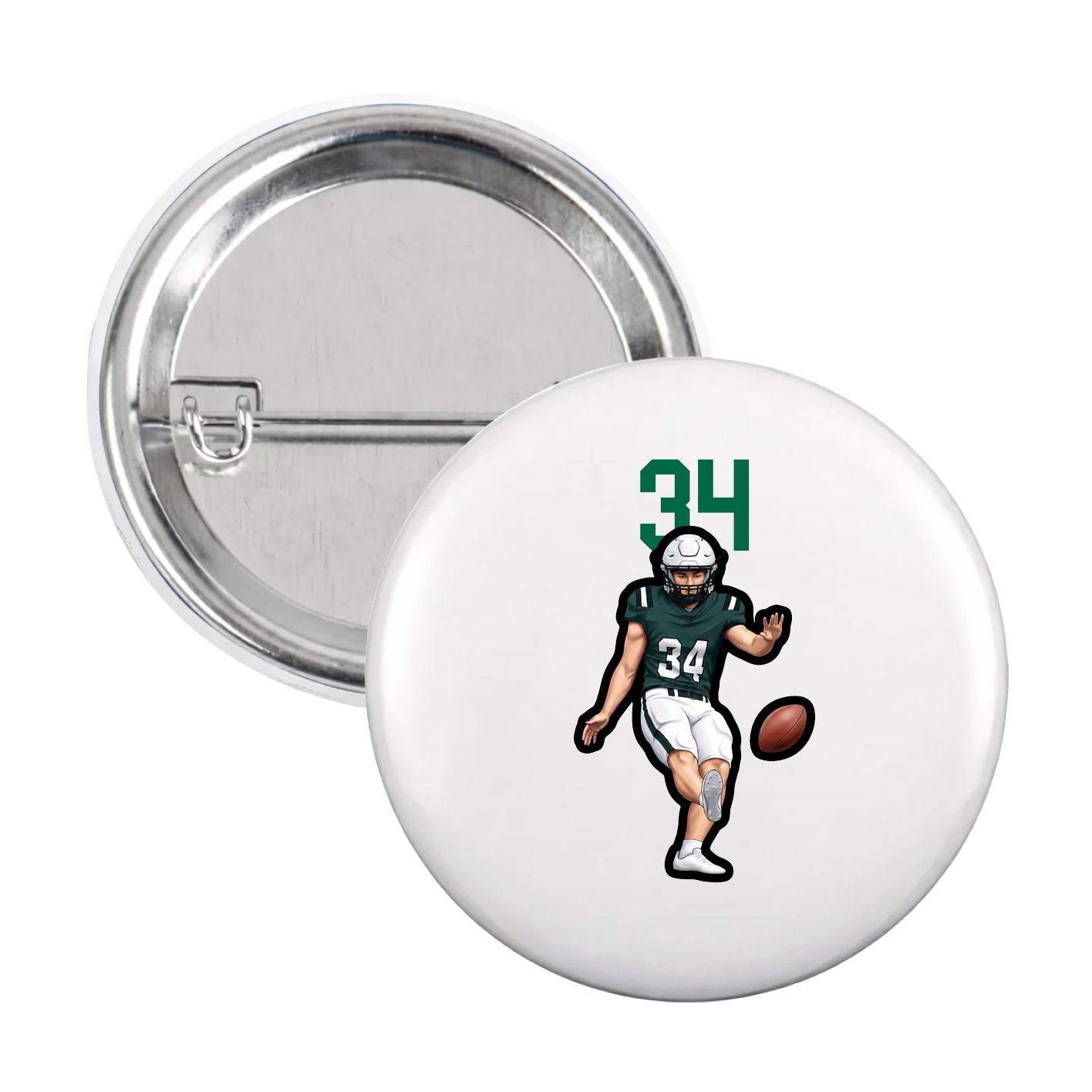 Game Day Button — Number Top in White