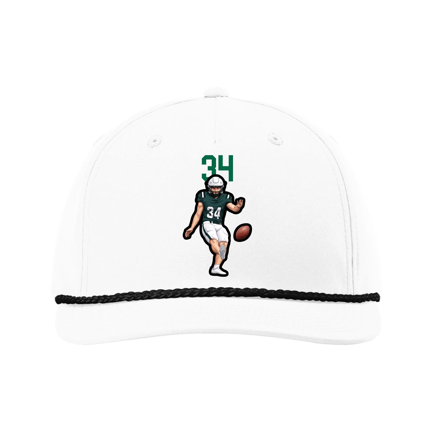 Five-Panel Classic Rope Cap — Number Top in White